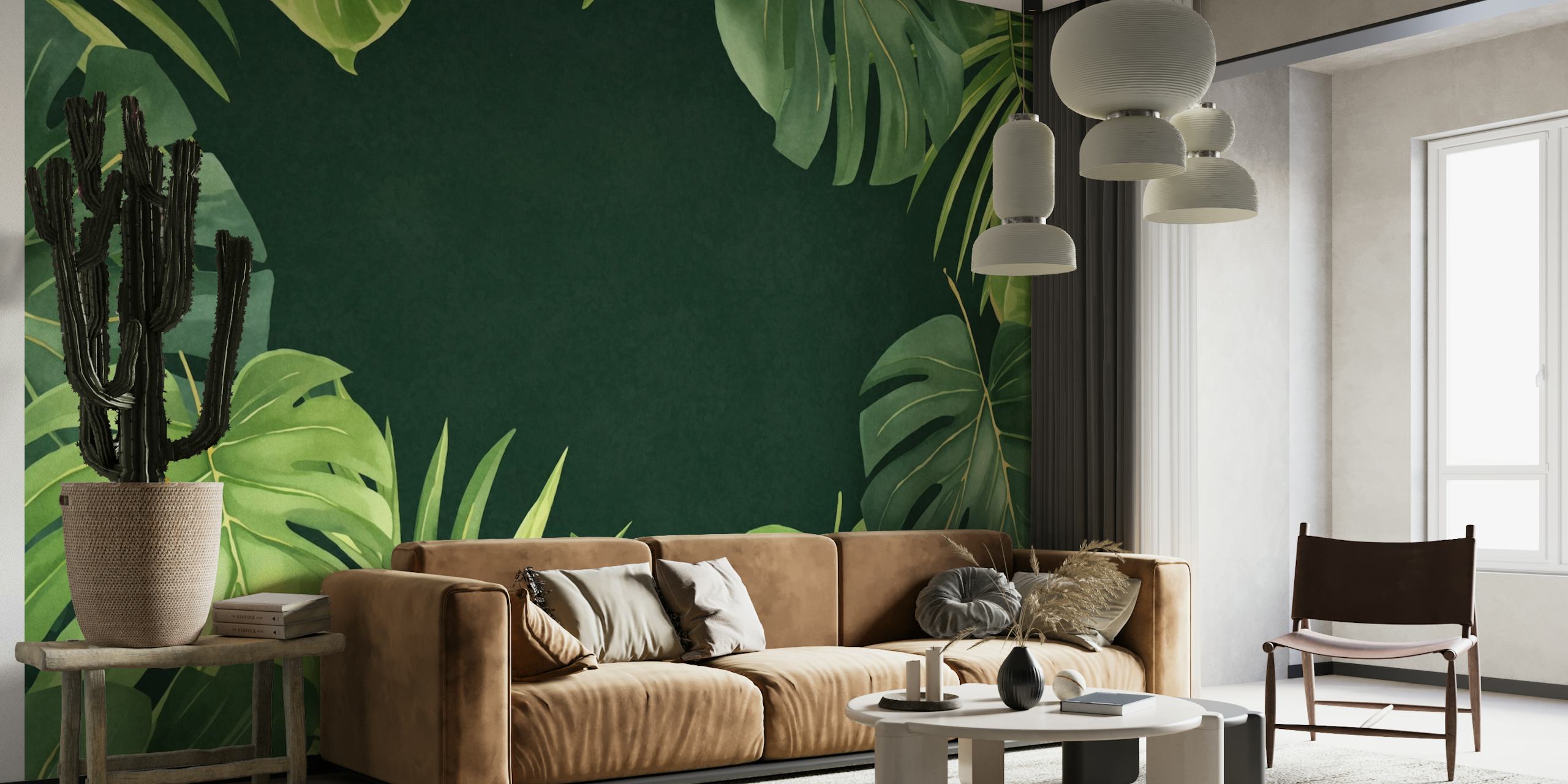 Lush Green Tropical Foliage Perfection papel de parede
