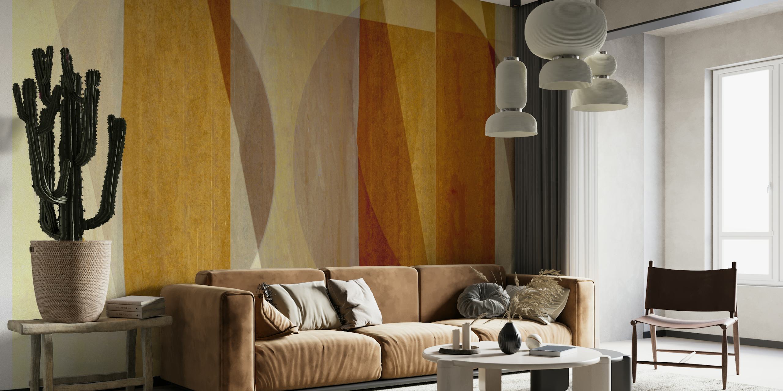 Projekt tapety Layered Bauhaus w pokoju