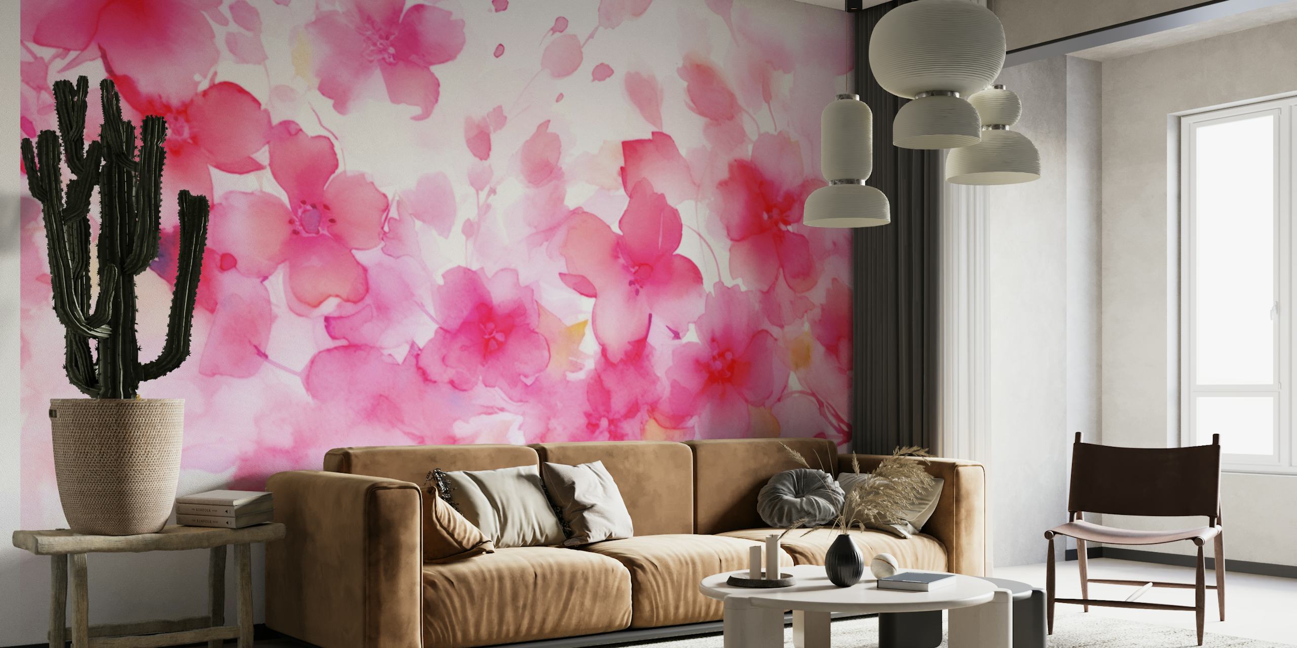 Sakura Watercolor Cherryblossoms Pink papel de parede
