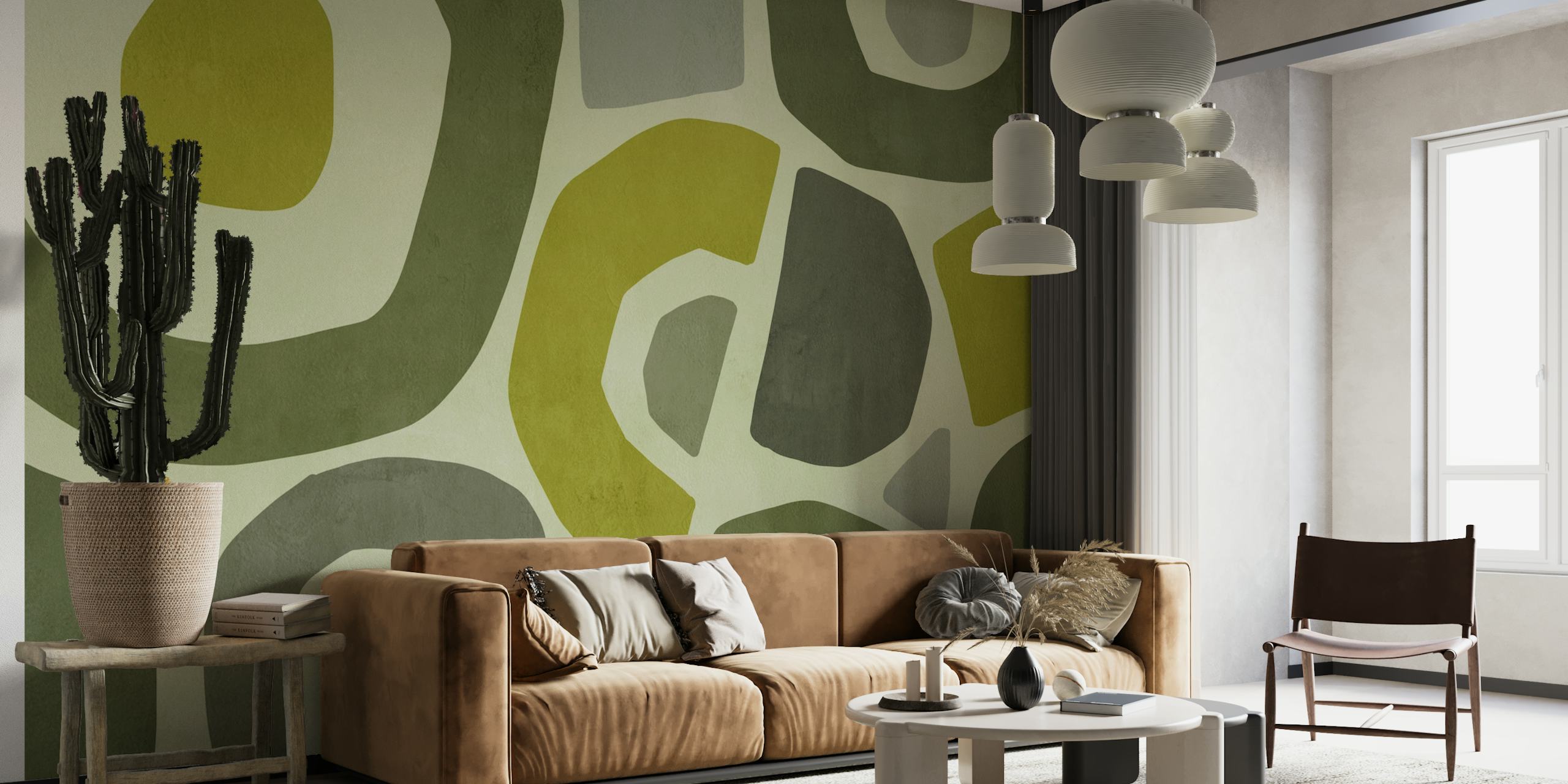 Paper Cut Shapes Abstract Art Green wallpaper