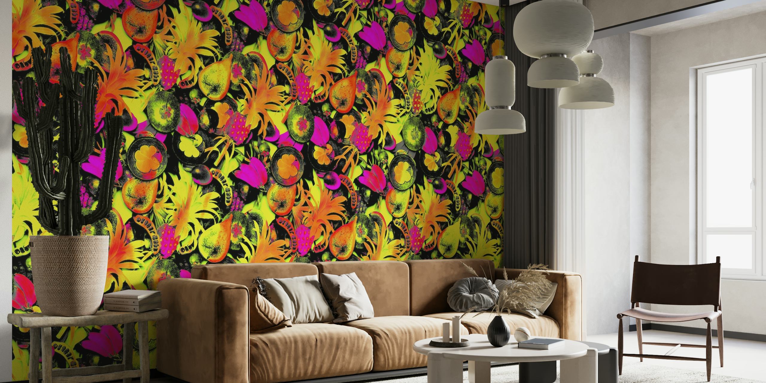 80s Tropical Neon Pop Pattern wallpaper