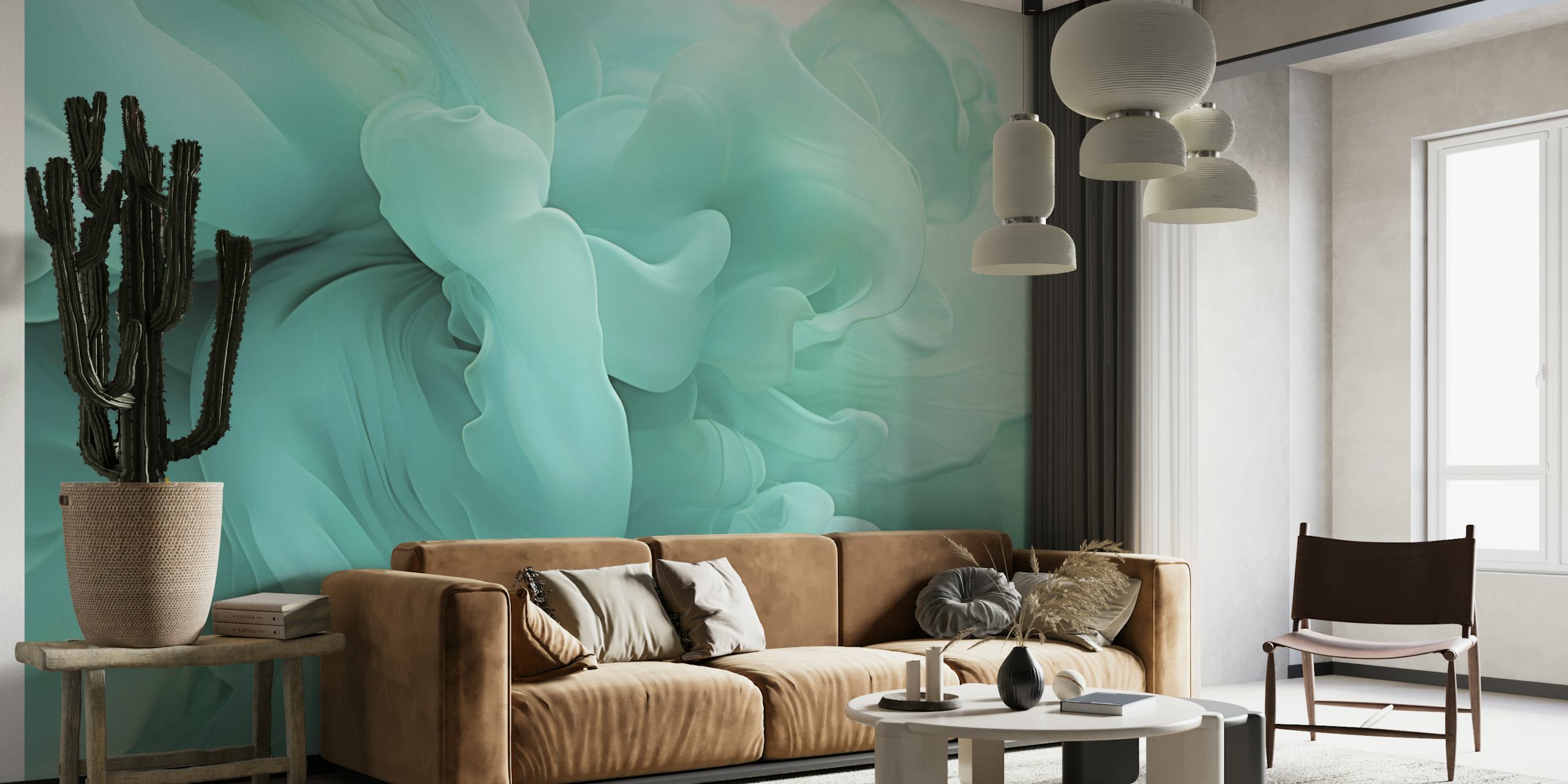 Ethereal Fluid Dreams Turquoise Teal wallpaper