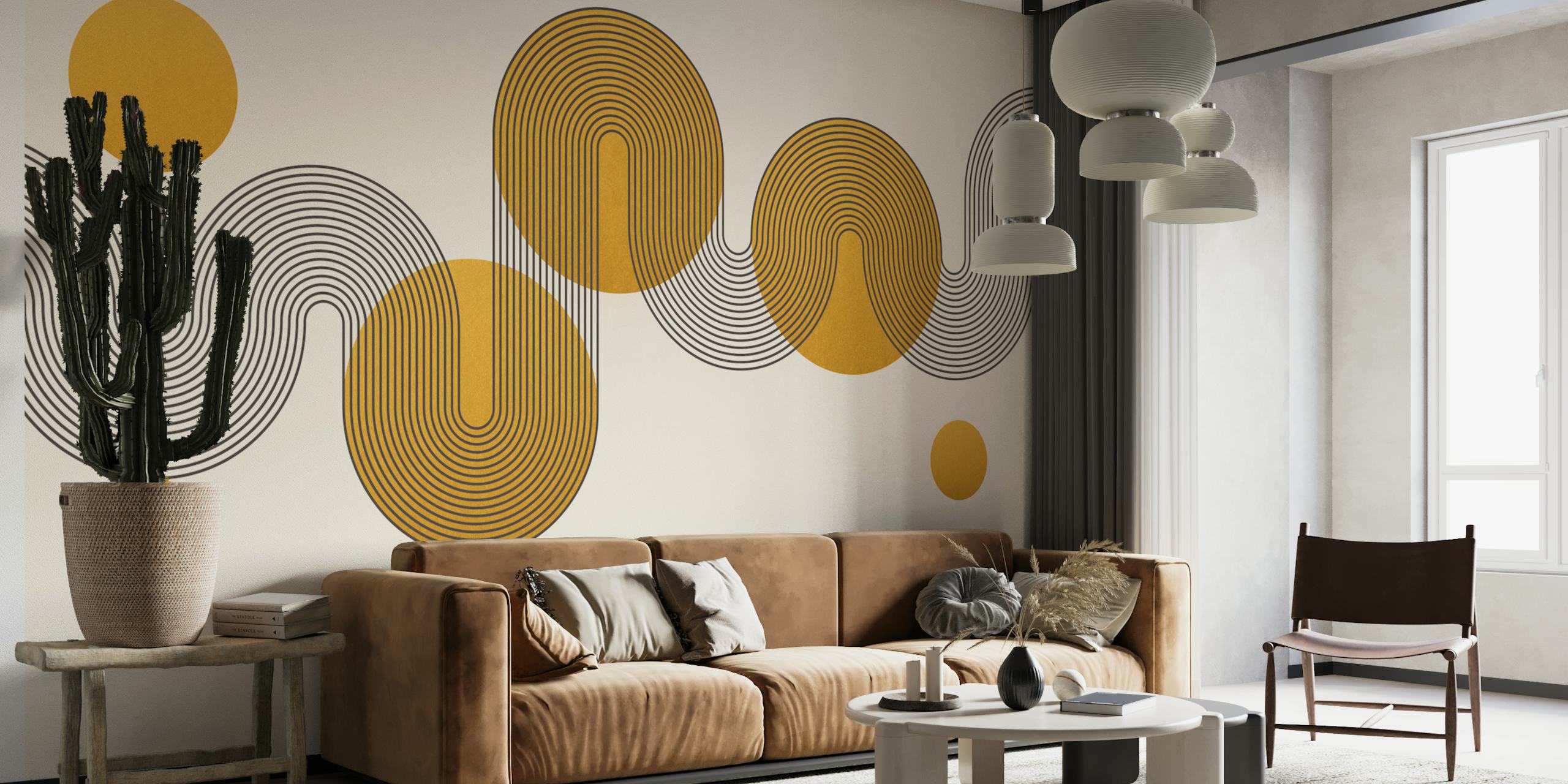 Curvy Bauhaus Luxury behang in een stijlvolle kamer