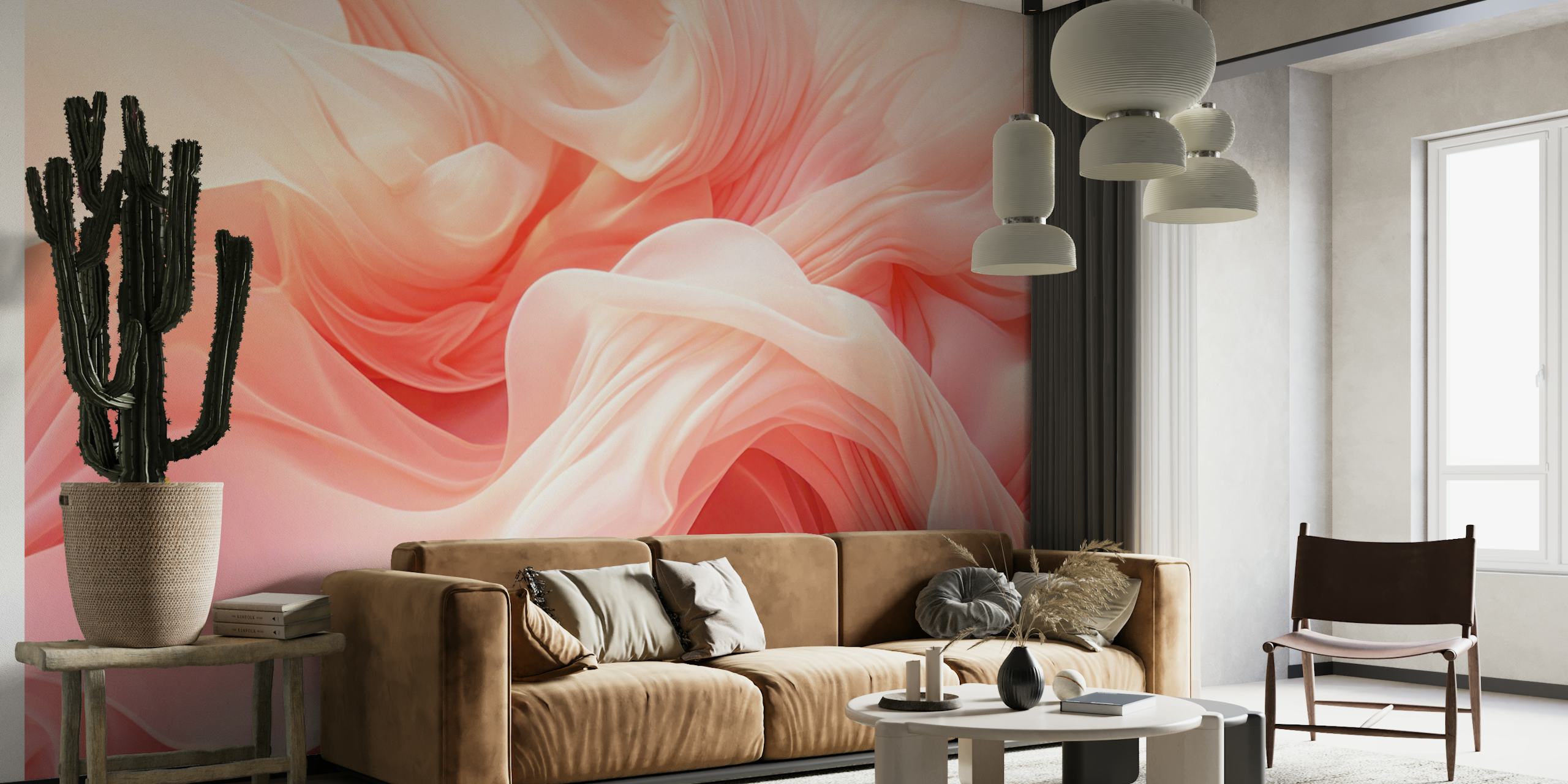 Ethereal Soft Peach Fluid Dreams wallpaper