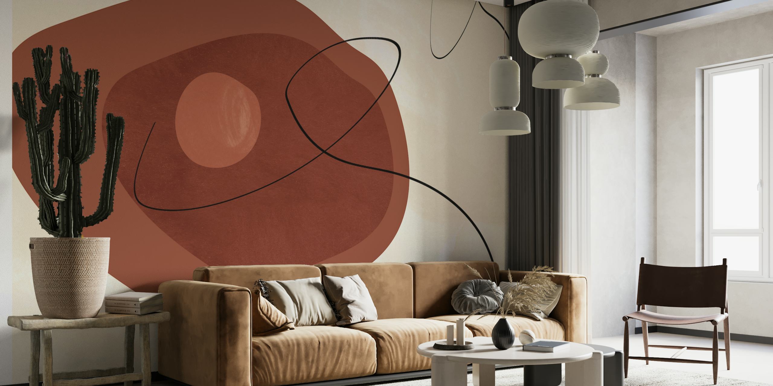 Mid Century Bauhaus Organic Form wallpaper in een kamer