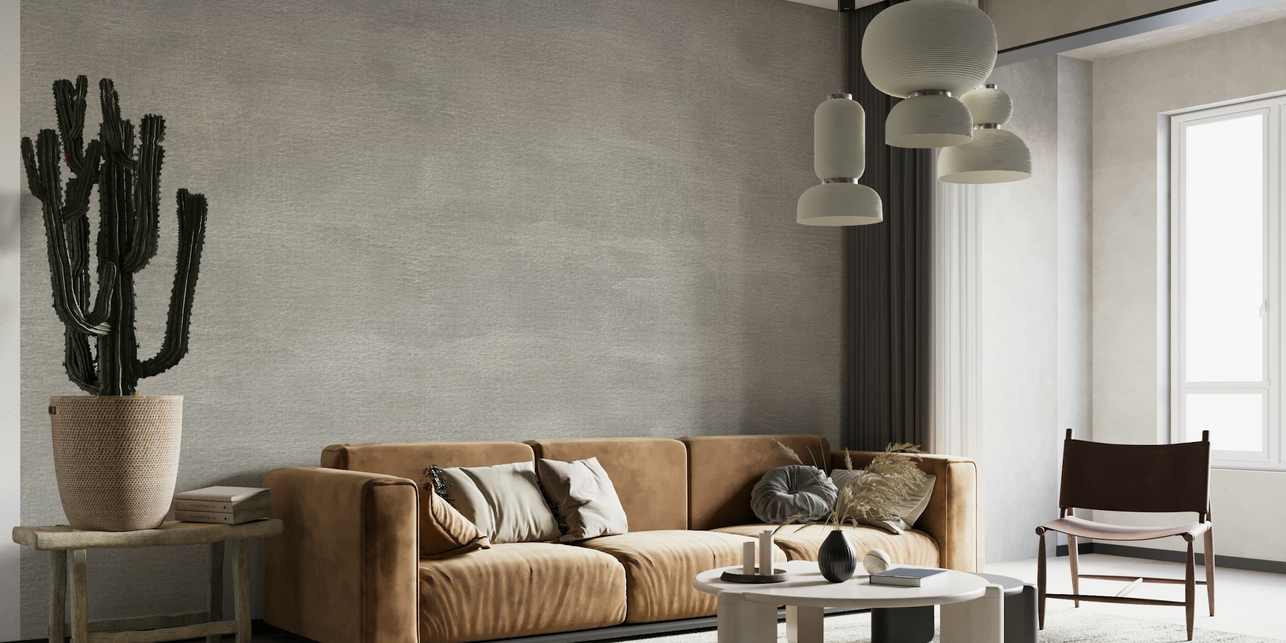 Neutral gray textured wallpaper resembling concrete surface