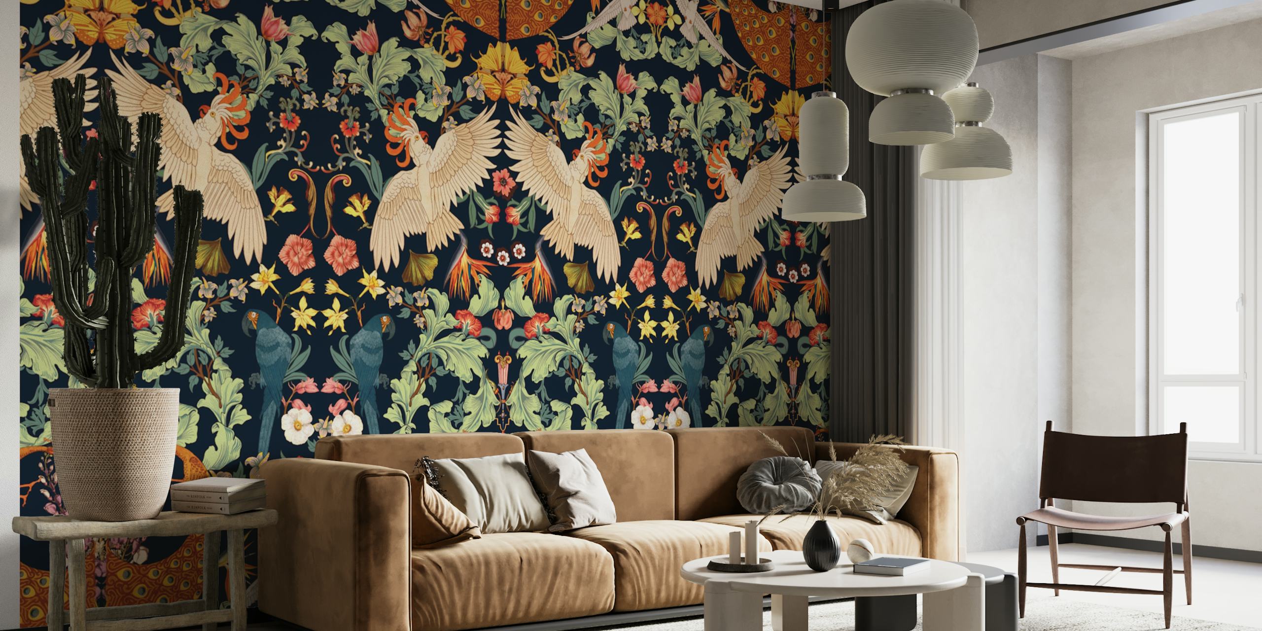 Diseño de papel pintado Victorian Midnight III en una habitación