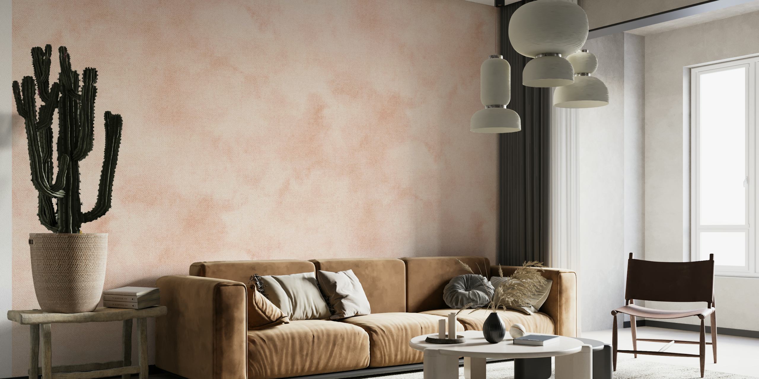 Neutral sienna och rosa boho abstrakt akvarell väggmålning