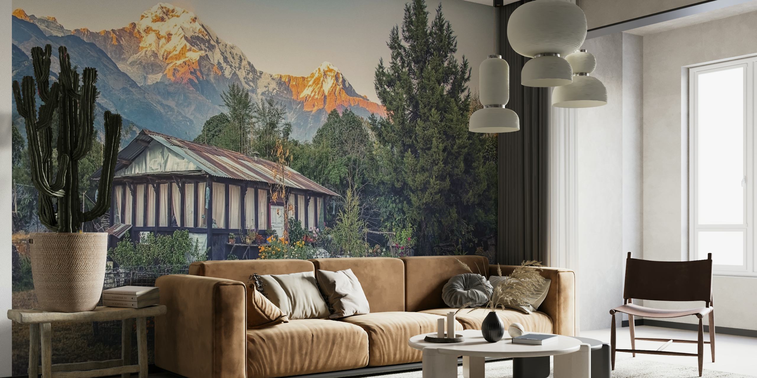 Little Paradise behang in een kamersetting