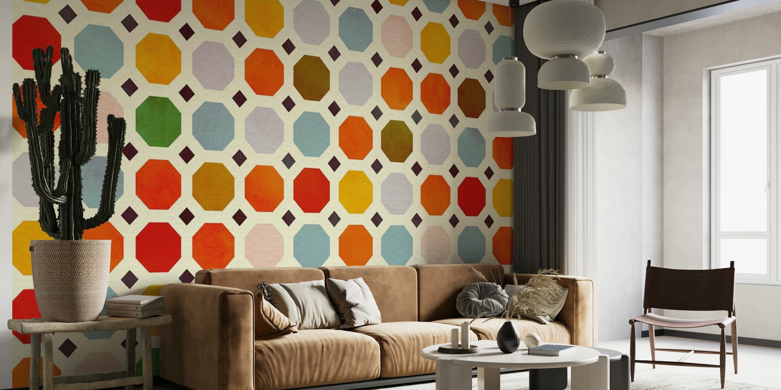 Geometric retro pattern wallpaper