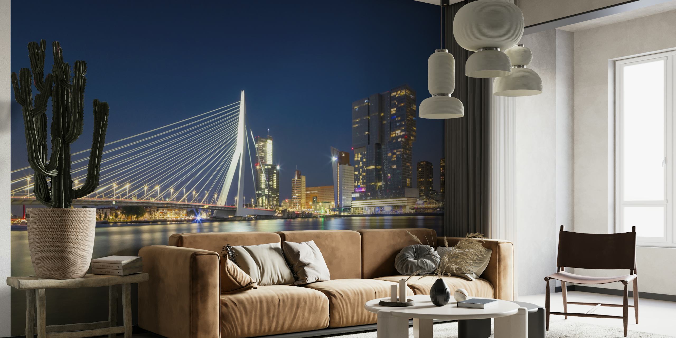 Erasmus Bridge in Rotterdam at night wallpaper