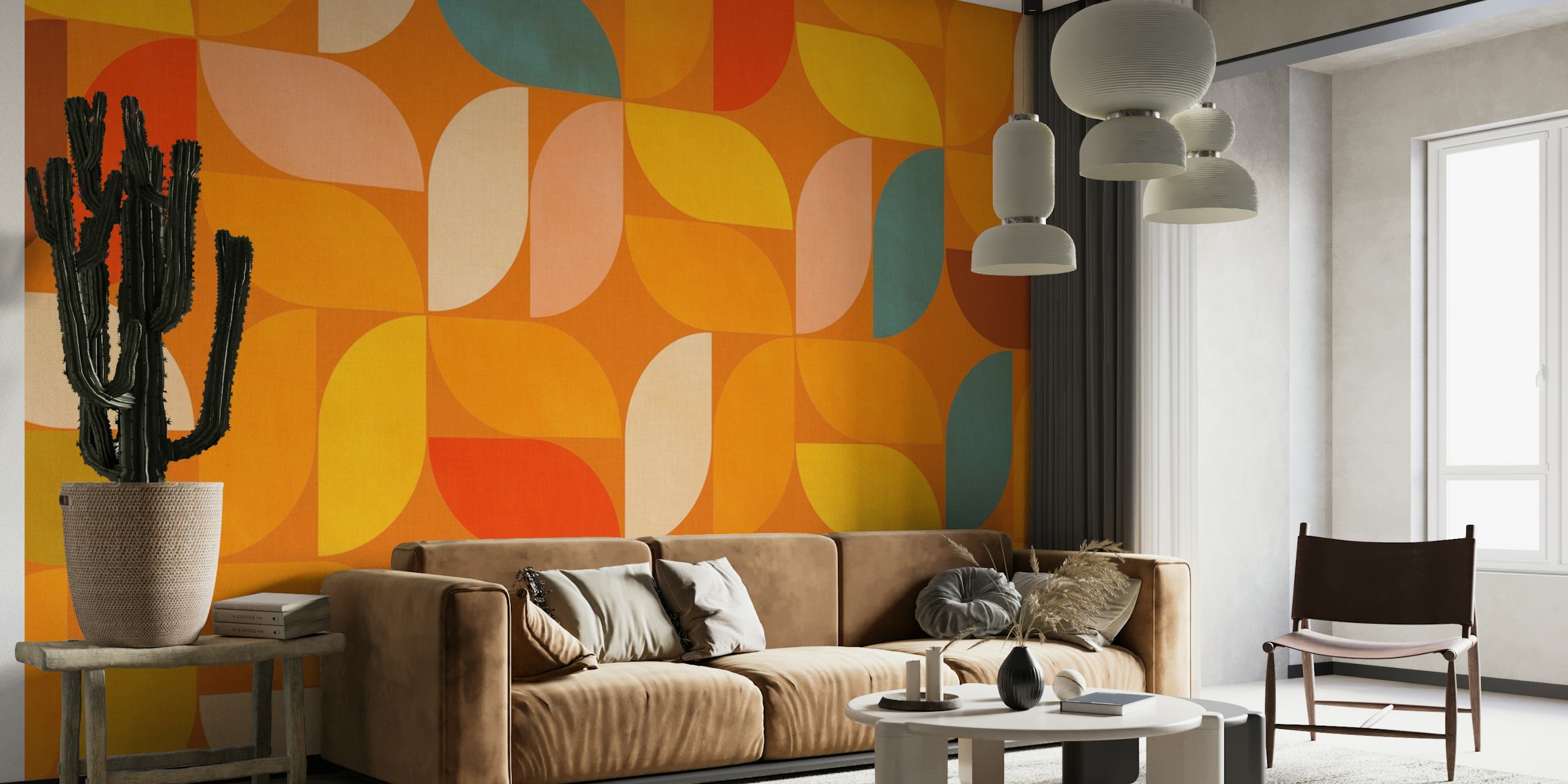 Geometric shapes mid-century wallpaper design