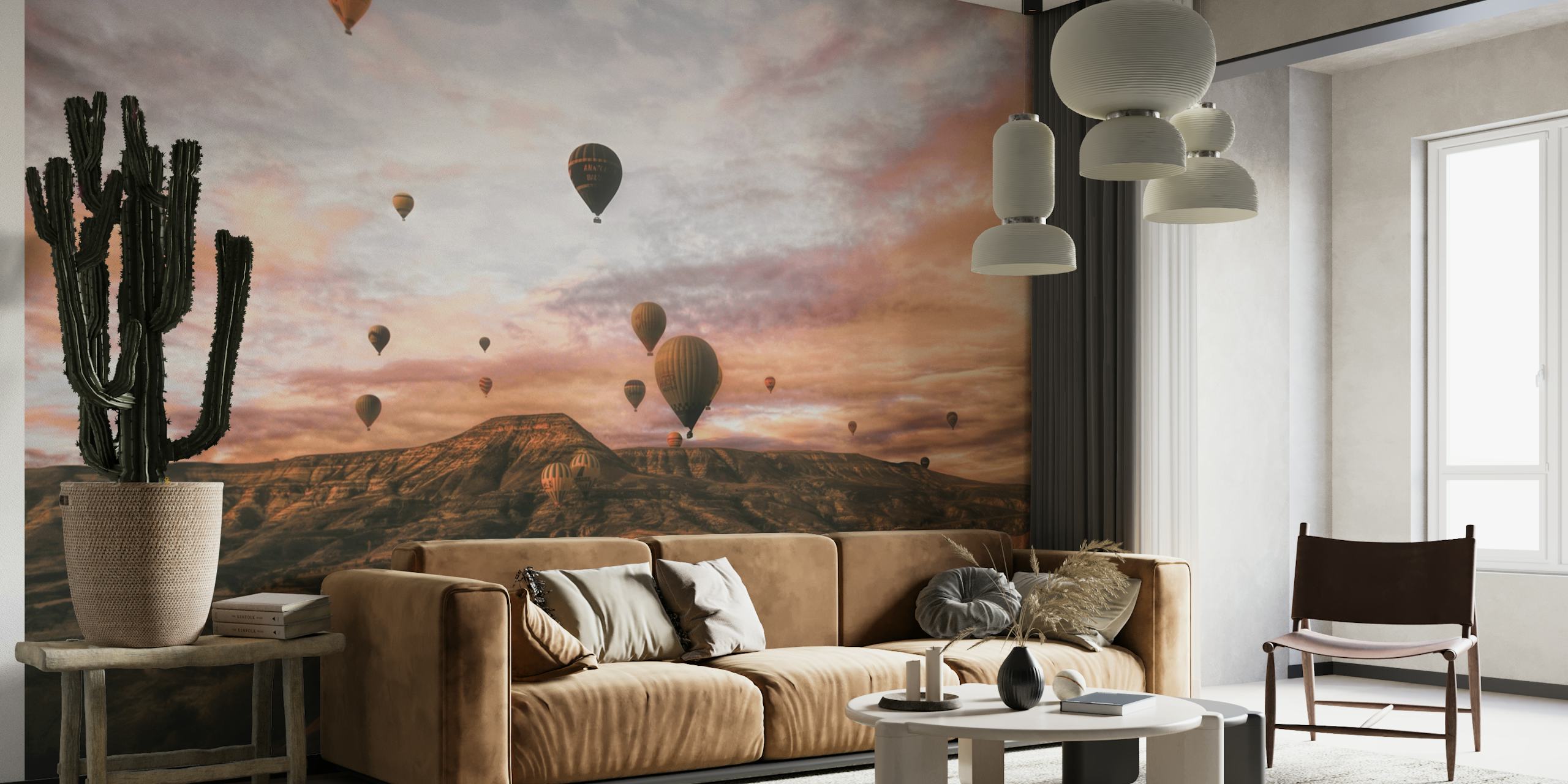 Cappadocia hot air balloons at sunrise wall mural