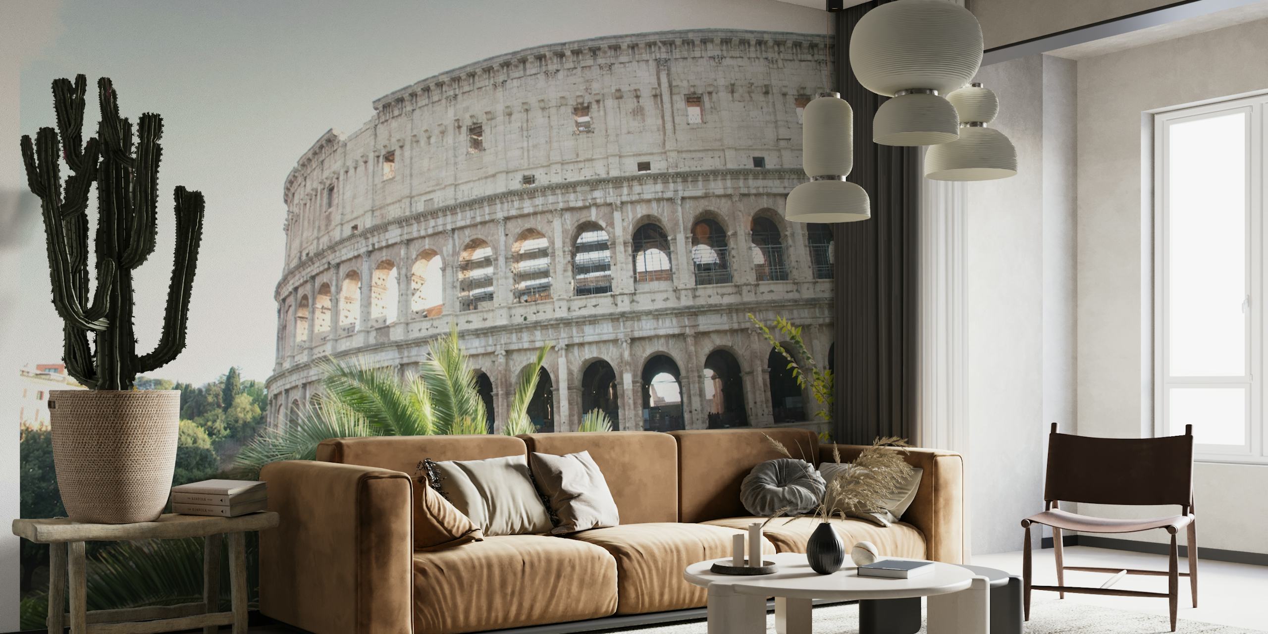 Colosseum in Rome with Palm 3 papel de parede