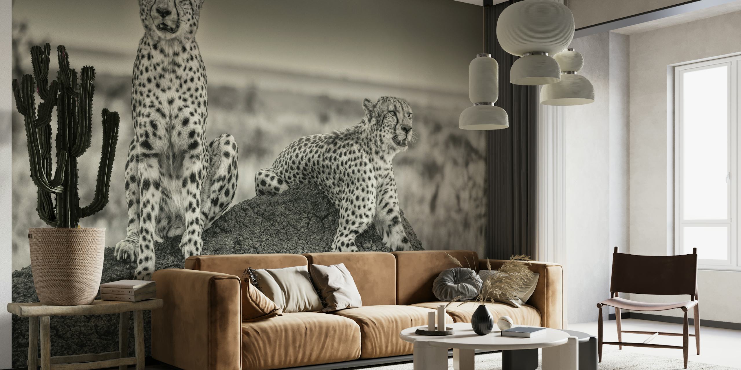 Two Cheetahs watching out wallpaper