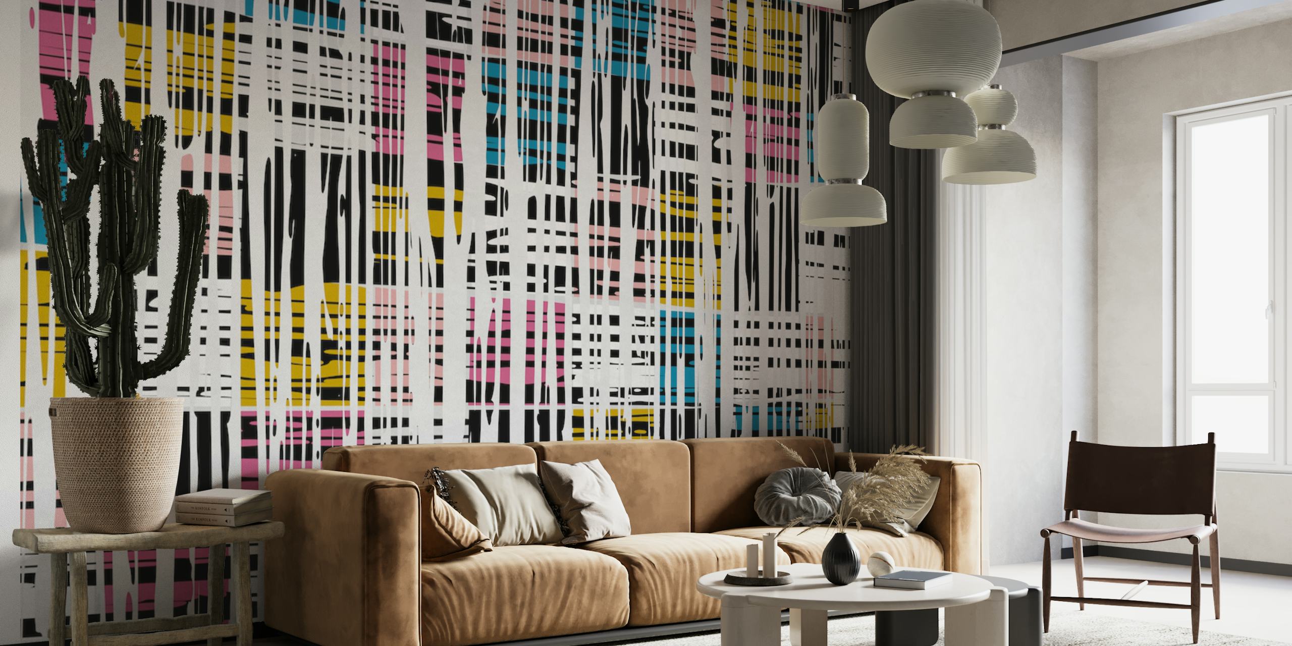 Colorful abstract Braided Colors wall mural with intertwined lines