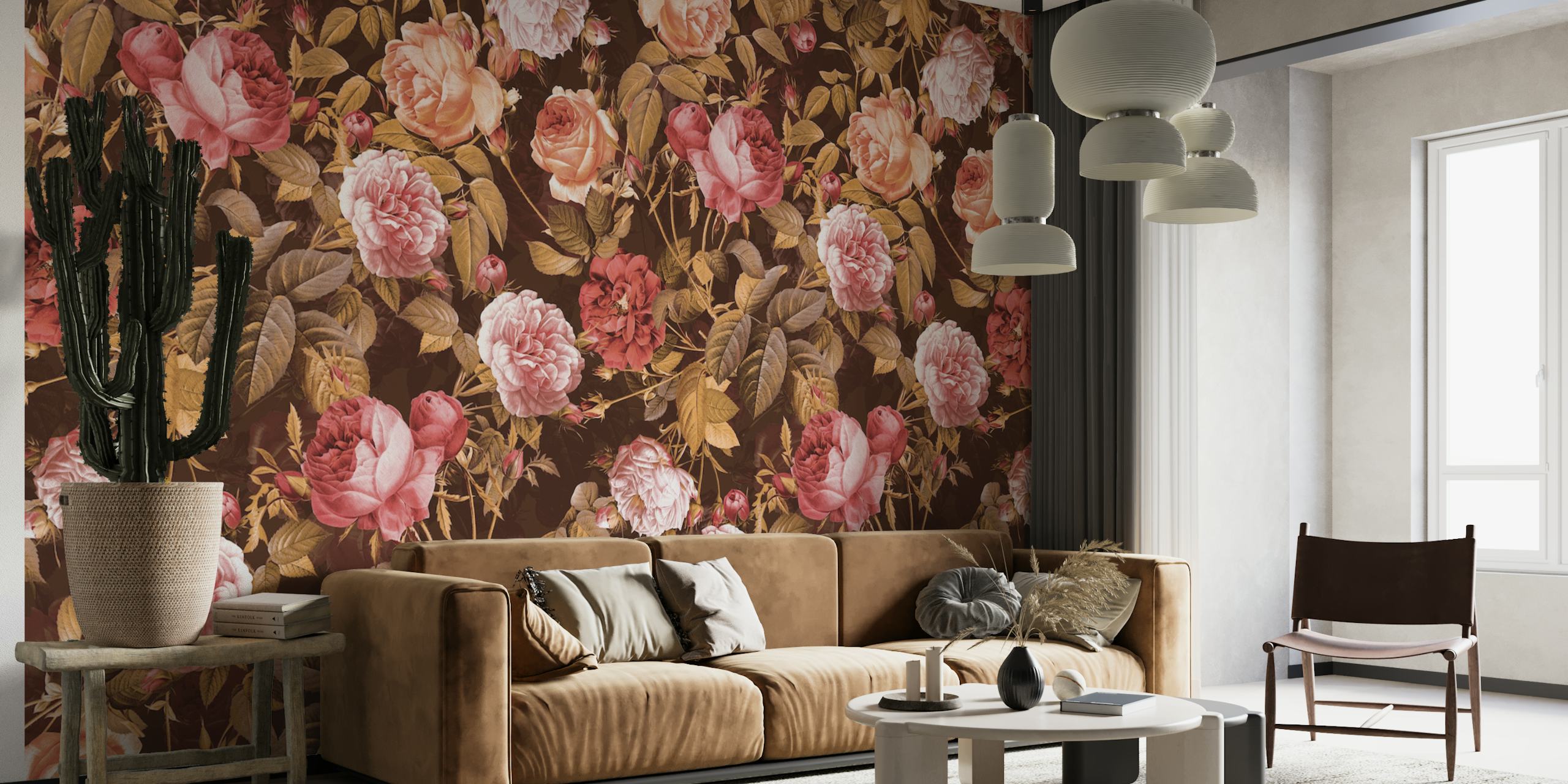 Floral wallpaper design with roses