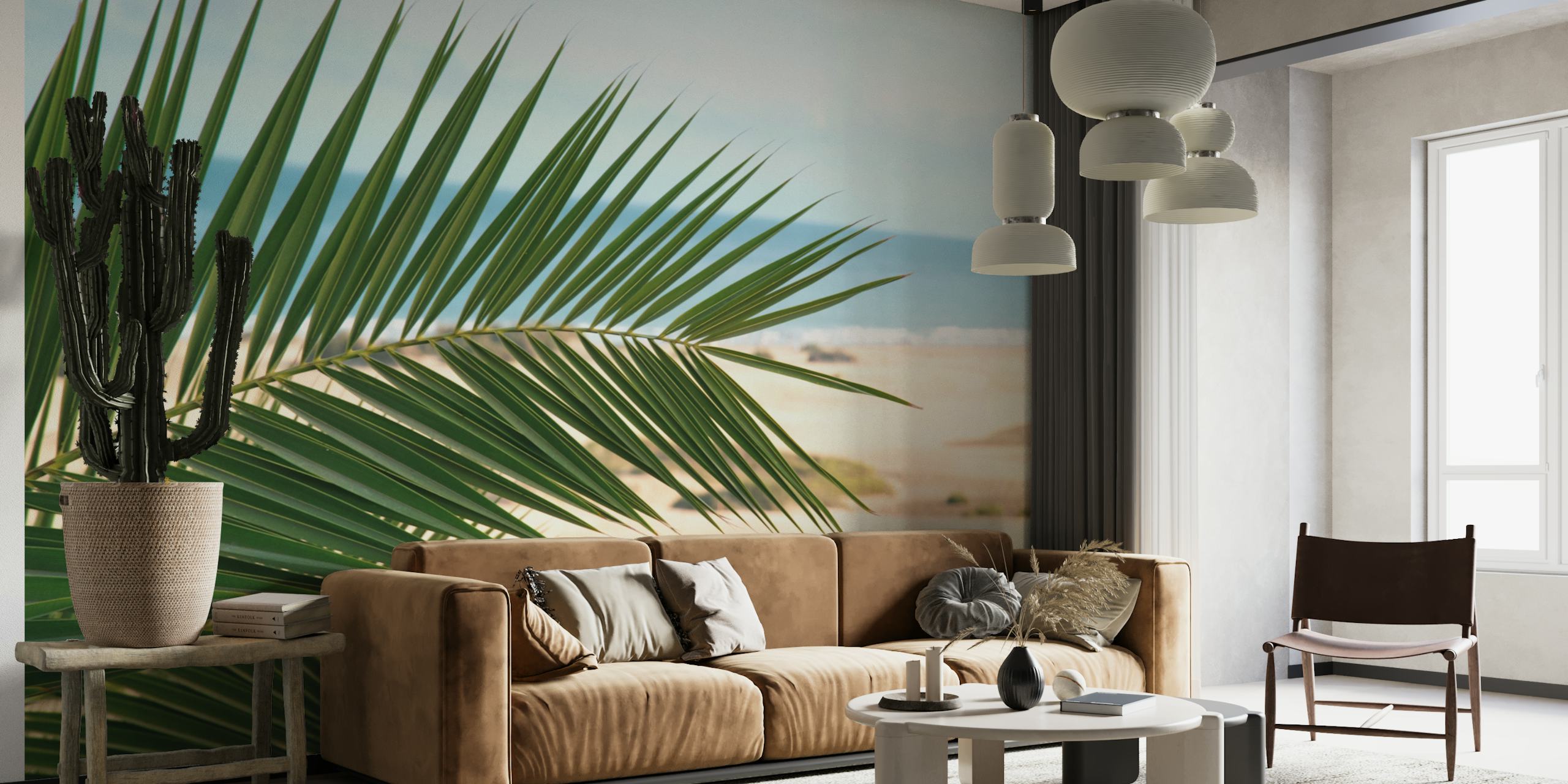 Foglie di palma con vista sull'oceano
