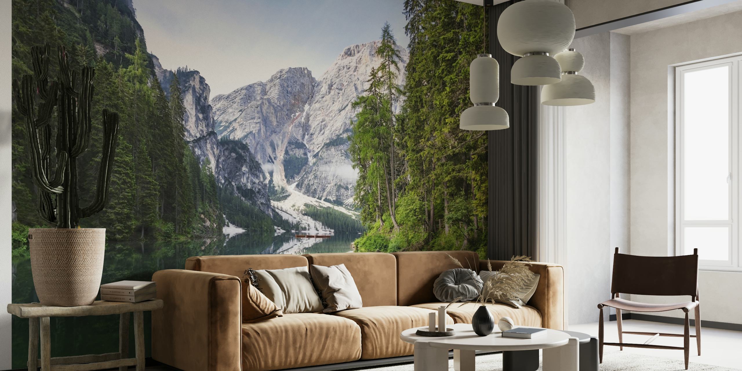 Braies Lake behang in een kamer