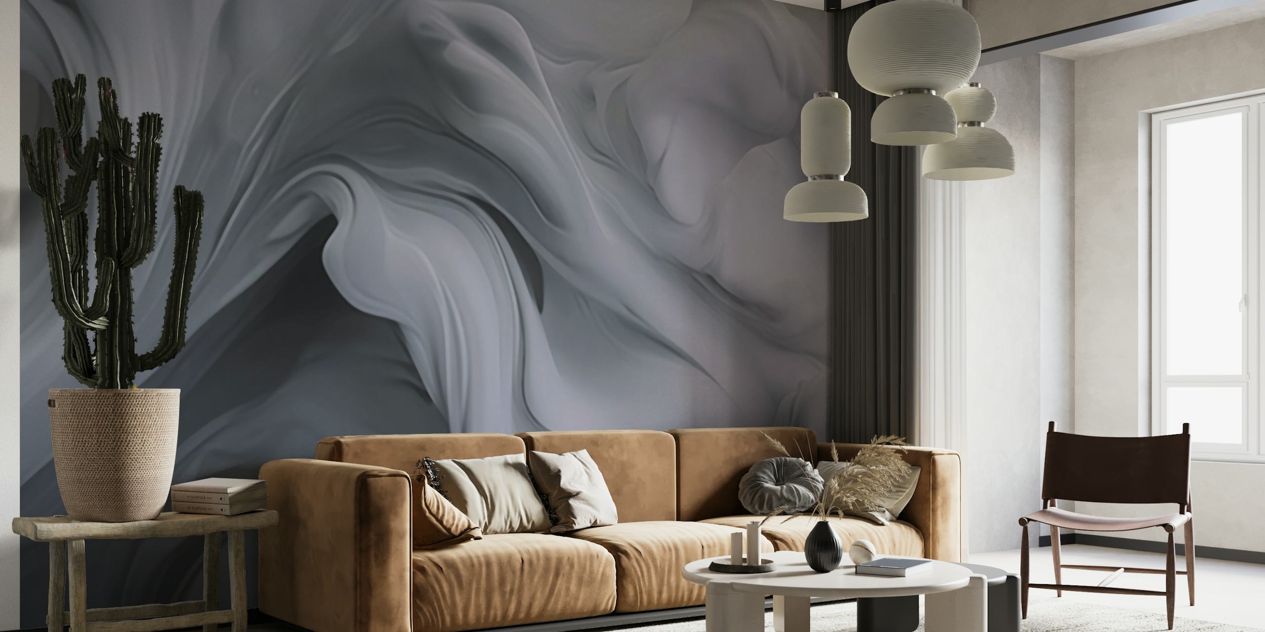 Ethereal Fluid Dreams In Shades Of Grey tapet