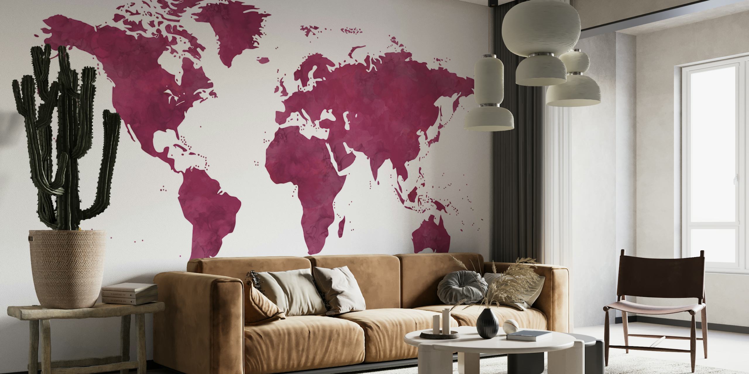 Βαφή τοίχου παγκόσμιος χάρτης μωβ