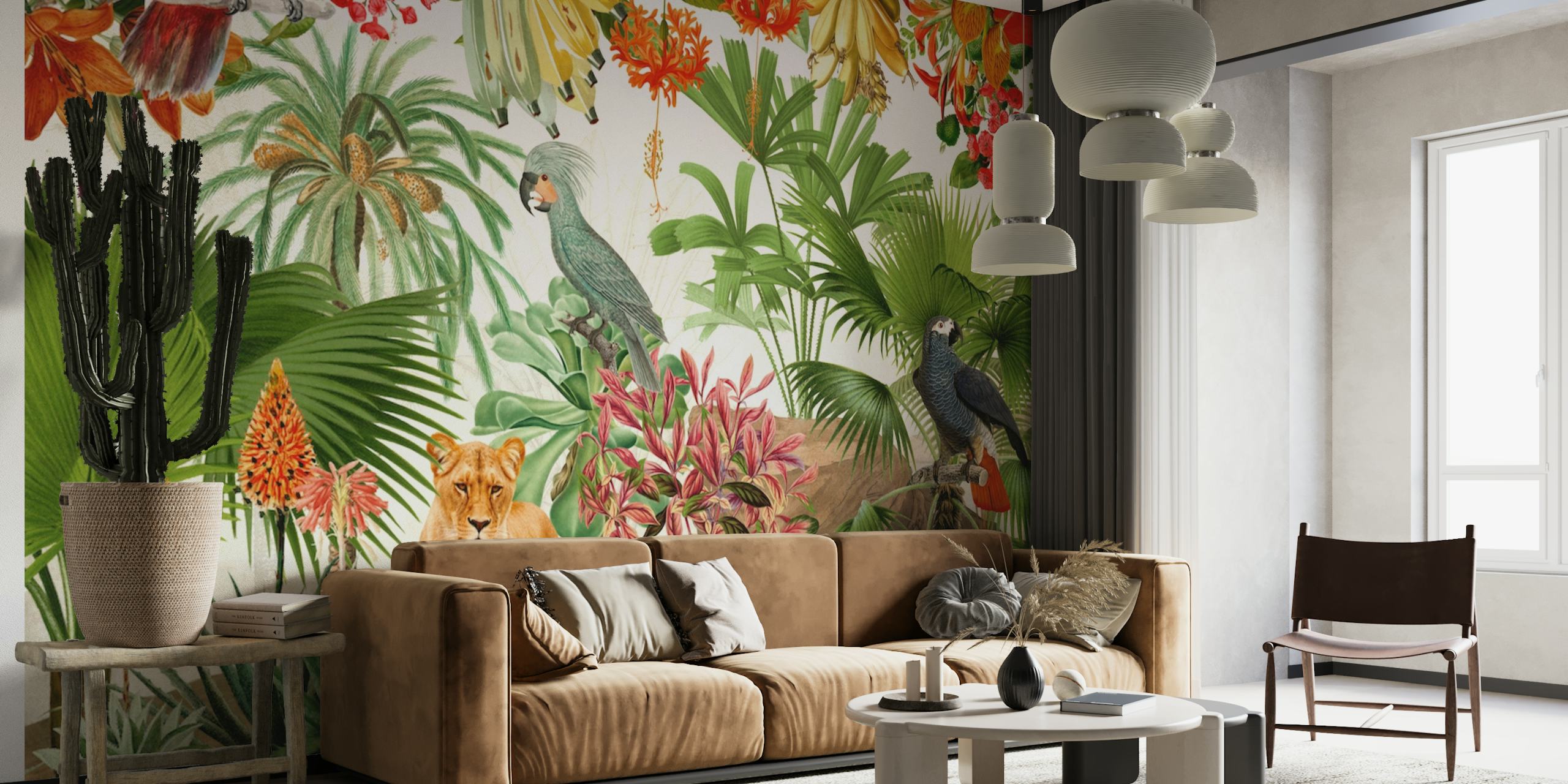 Exotic Lush Jungle And Wild Animals Landscape 2 wallpaper