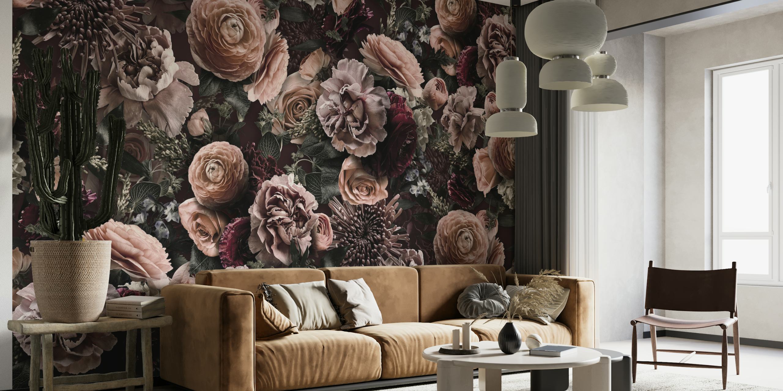 Baroque floral wallpaper design in a room