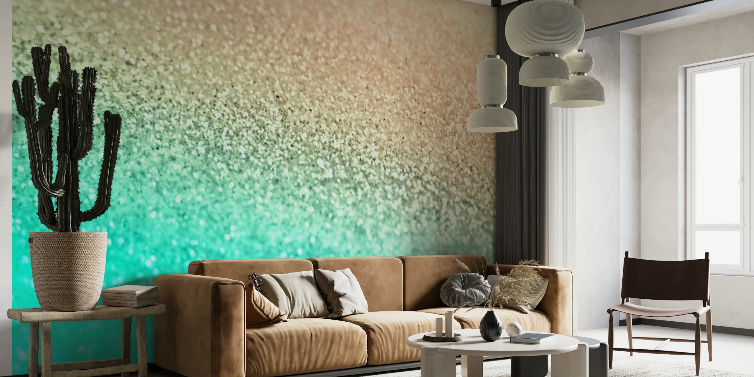 Gatsby Glitter Aqua Gold wallpaper design