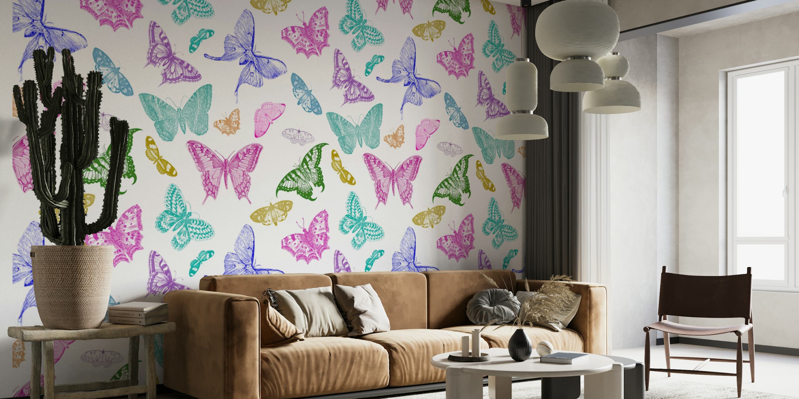 Vintage Butterflies 1 wallpaper in a room