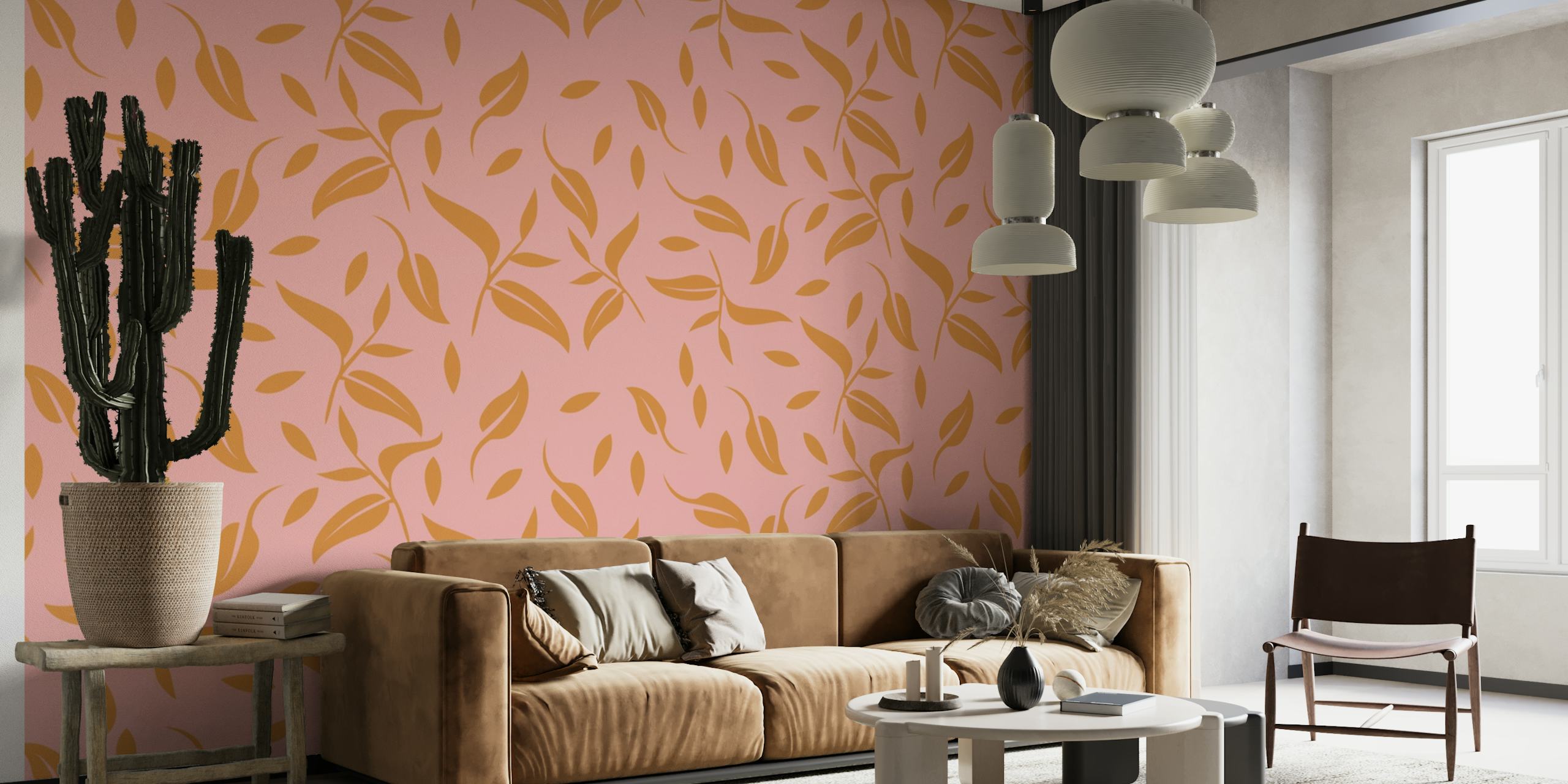Light pink and Orange Garden wallpaper