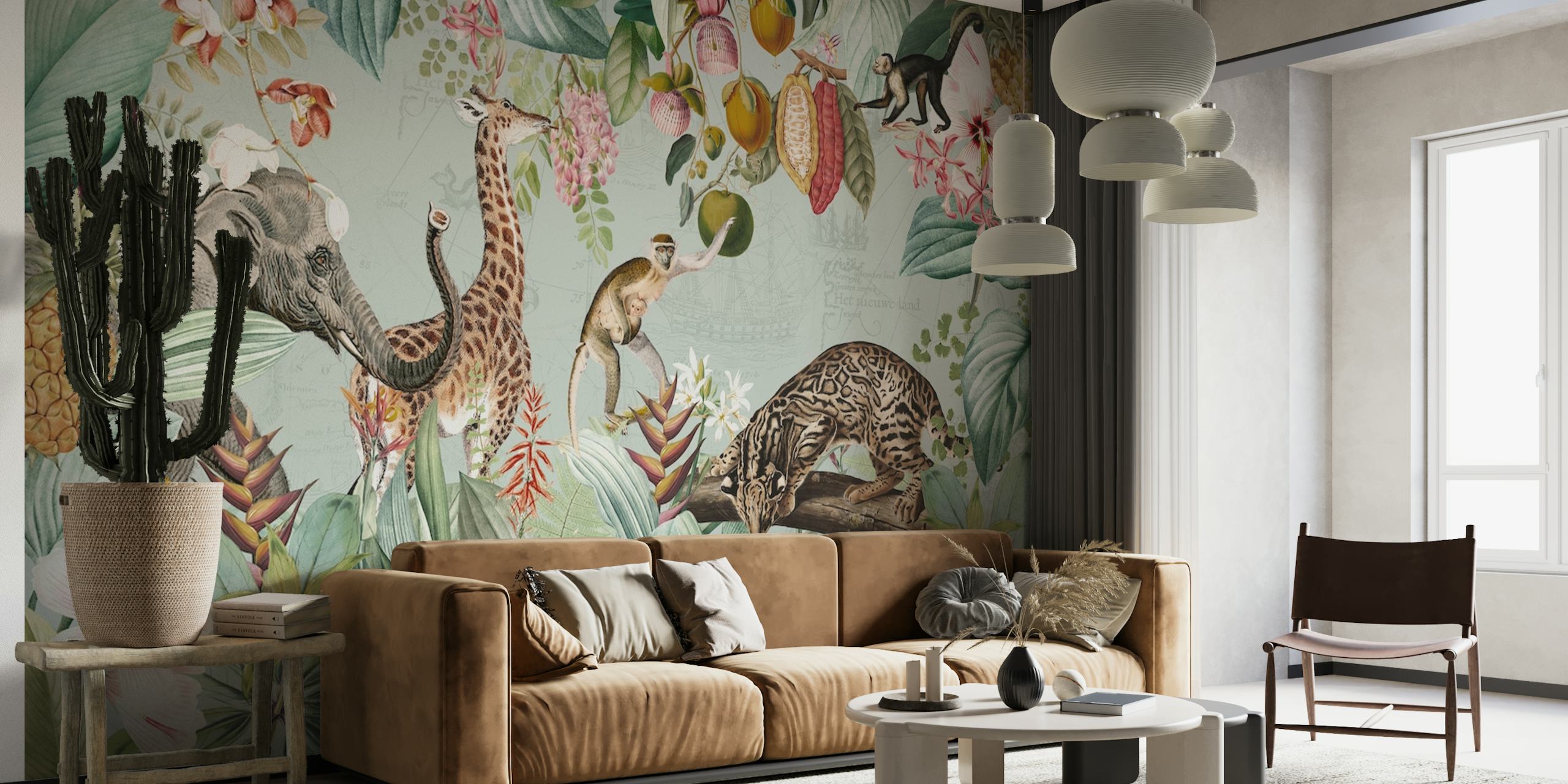 African Tropical Jungle Safari wallpaper in a room