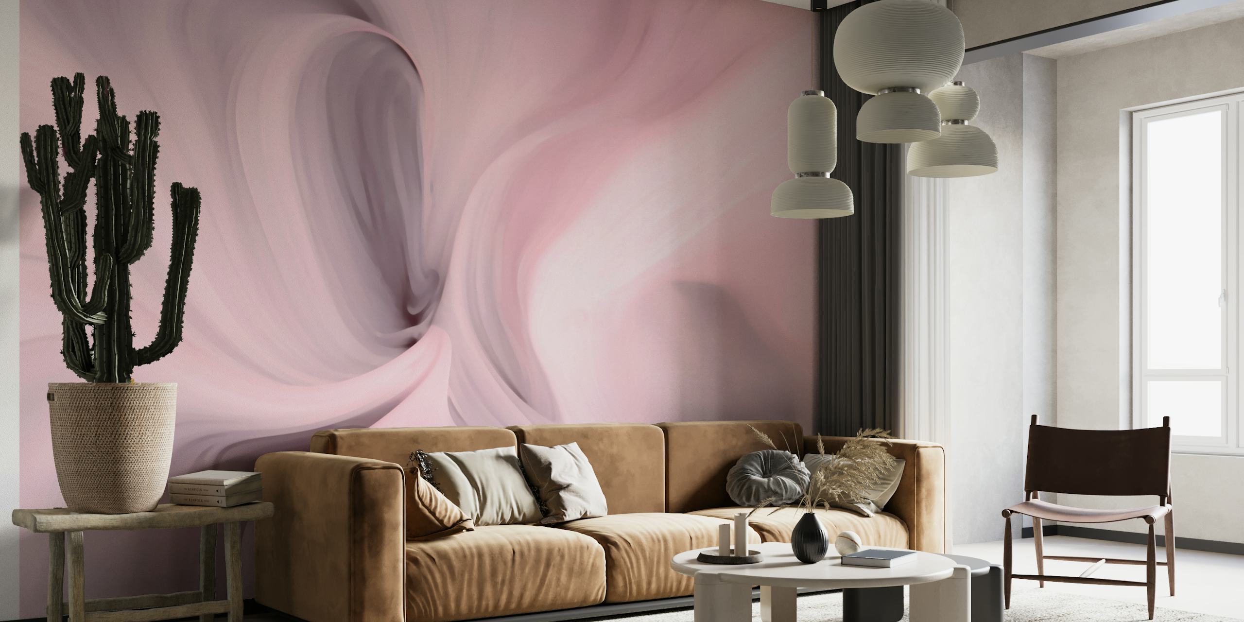 Ethereal Fluid Dreams Pastel Pink papel de parede