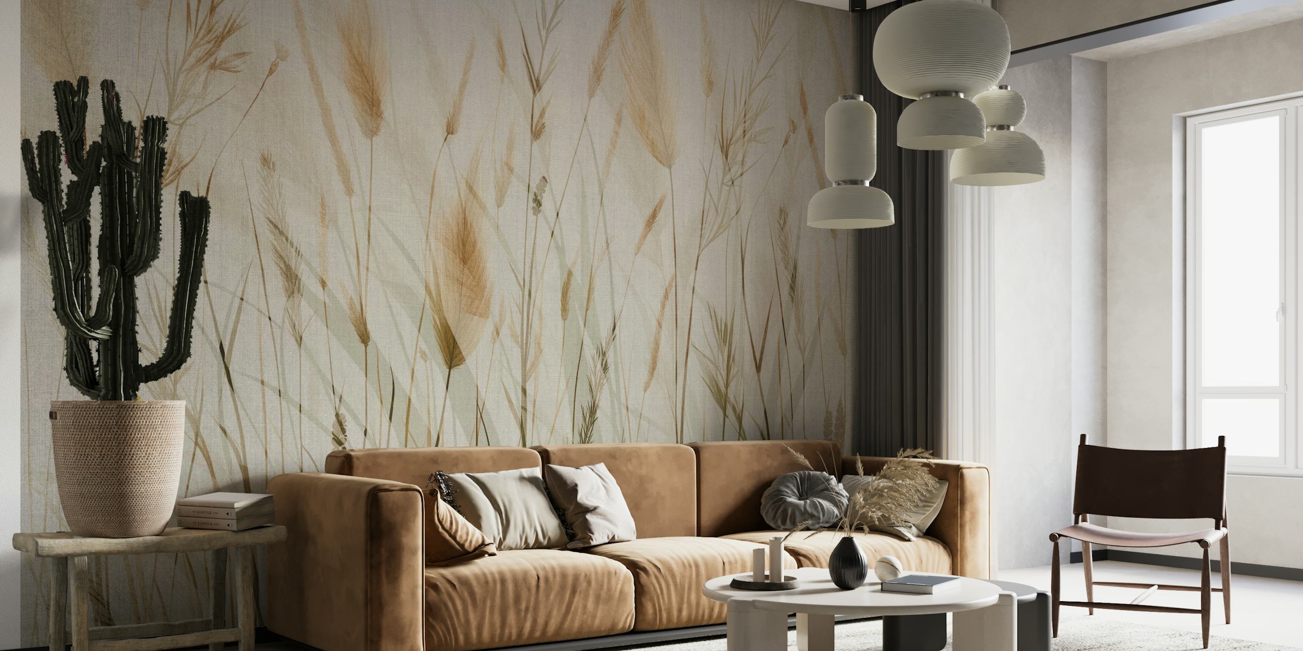 Papel pintado Serene Grass Field en una habitación