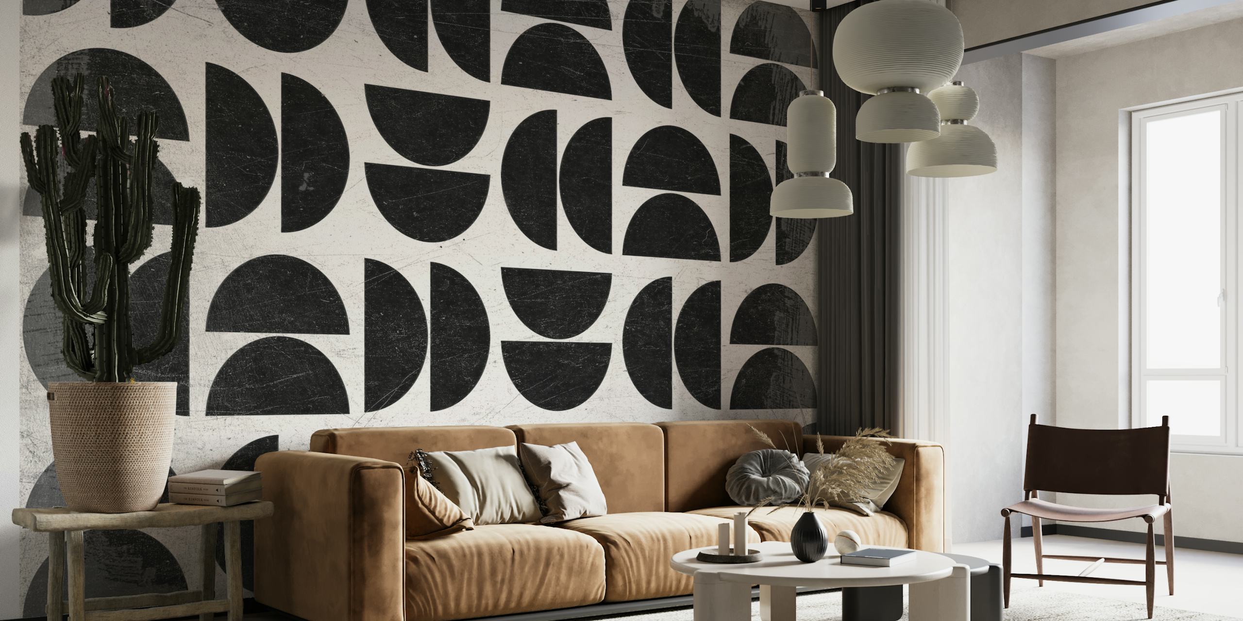 Grungy Mid Century Modern wallpaper in a room