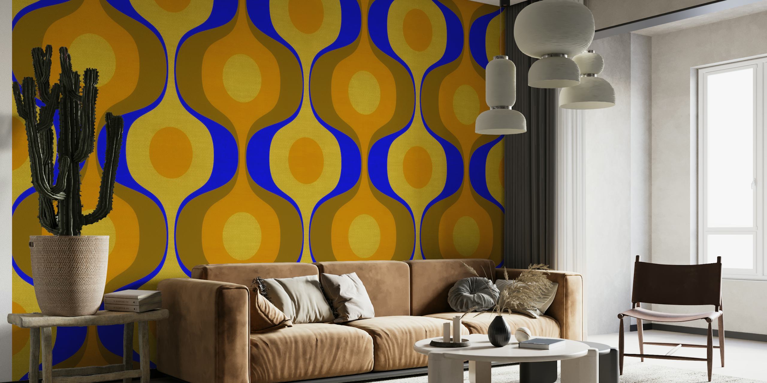 Papier peint Mid-Century Seventies Linen dans une pièce