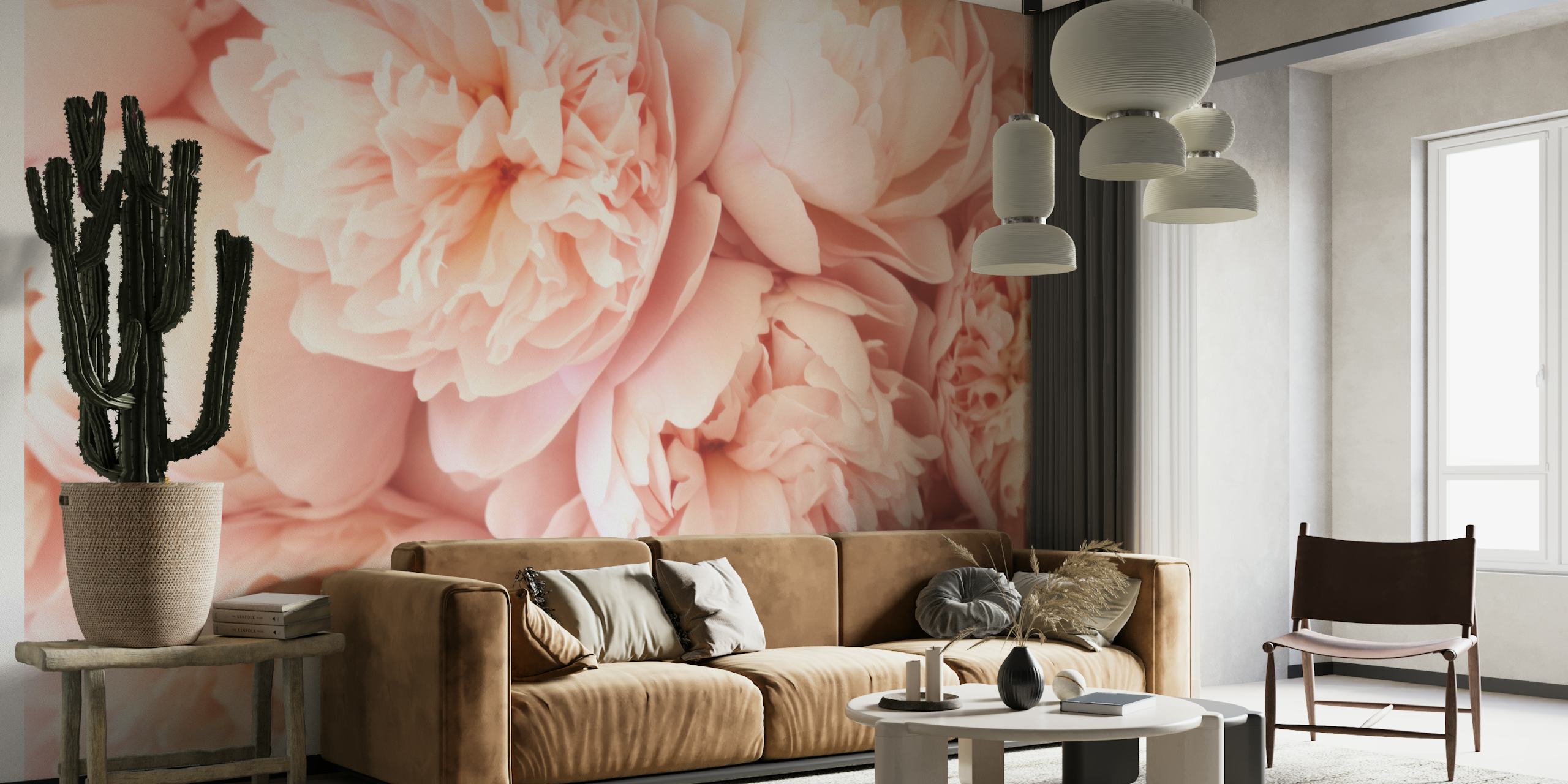 Bold Lush Baroque Summer Peonies tapet i ett rum