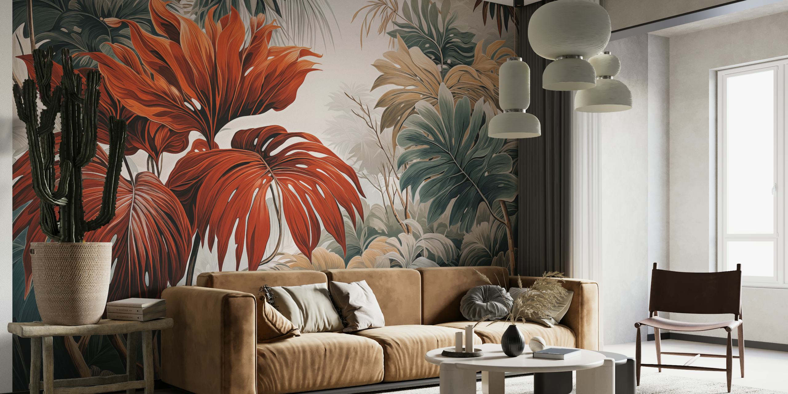 Behang Natural Elegance met weelderige planten
