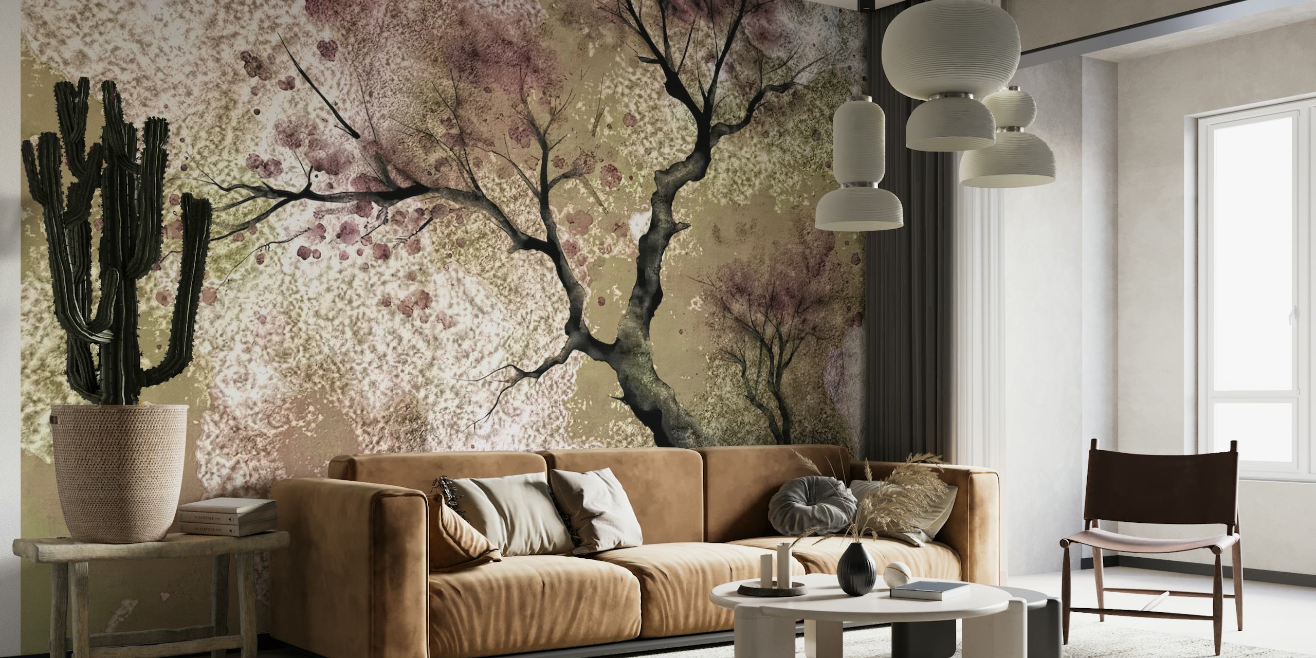 Antique Japanese Forest Surrealism ταπετσαρία σε ένα δωμάτιο
