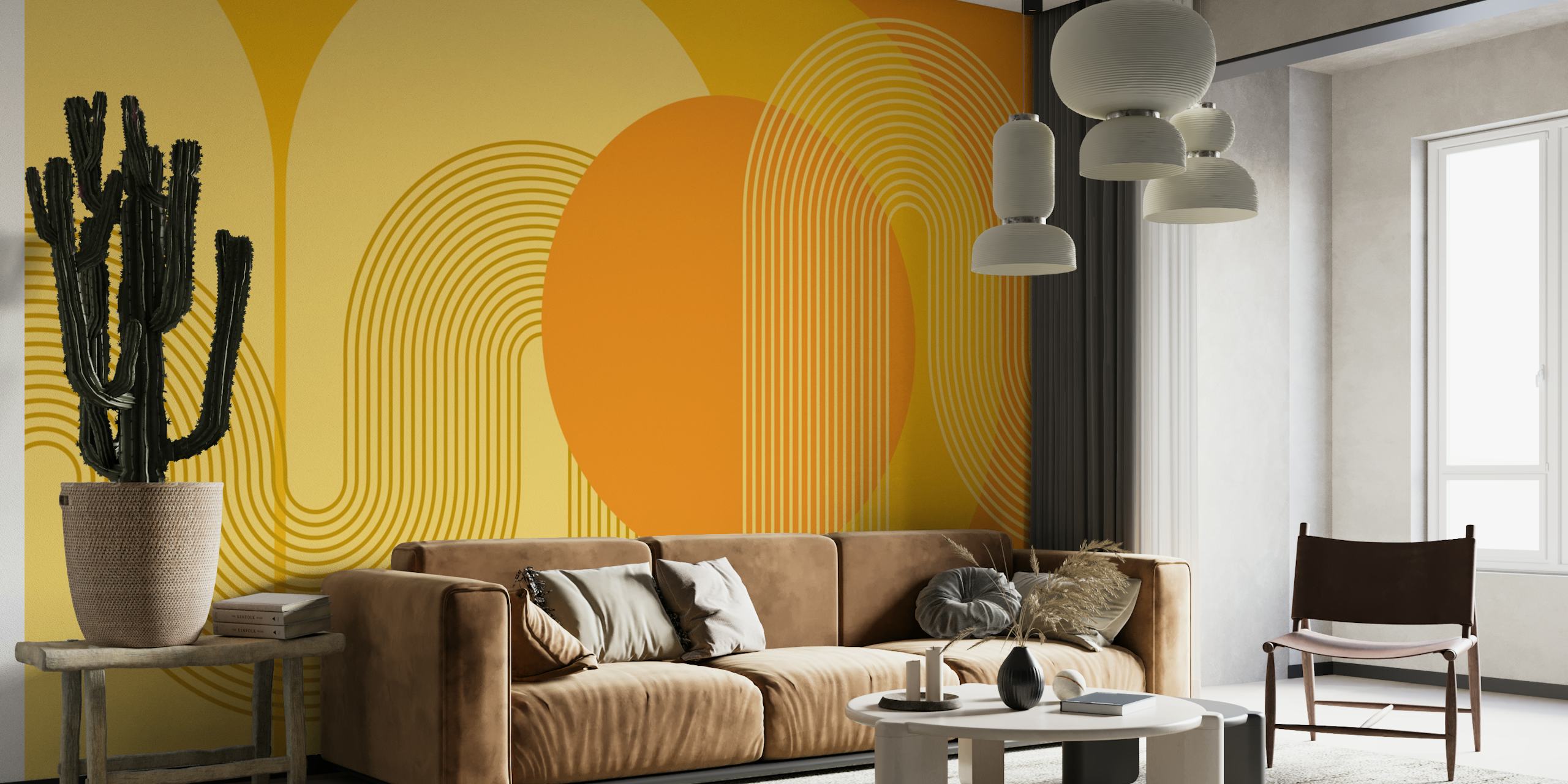 Ταπετσαρία Mid Century Modern Sunrise σε ένα δωμάτιο