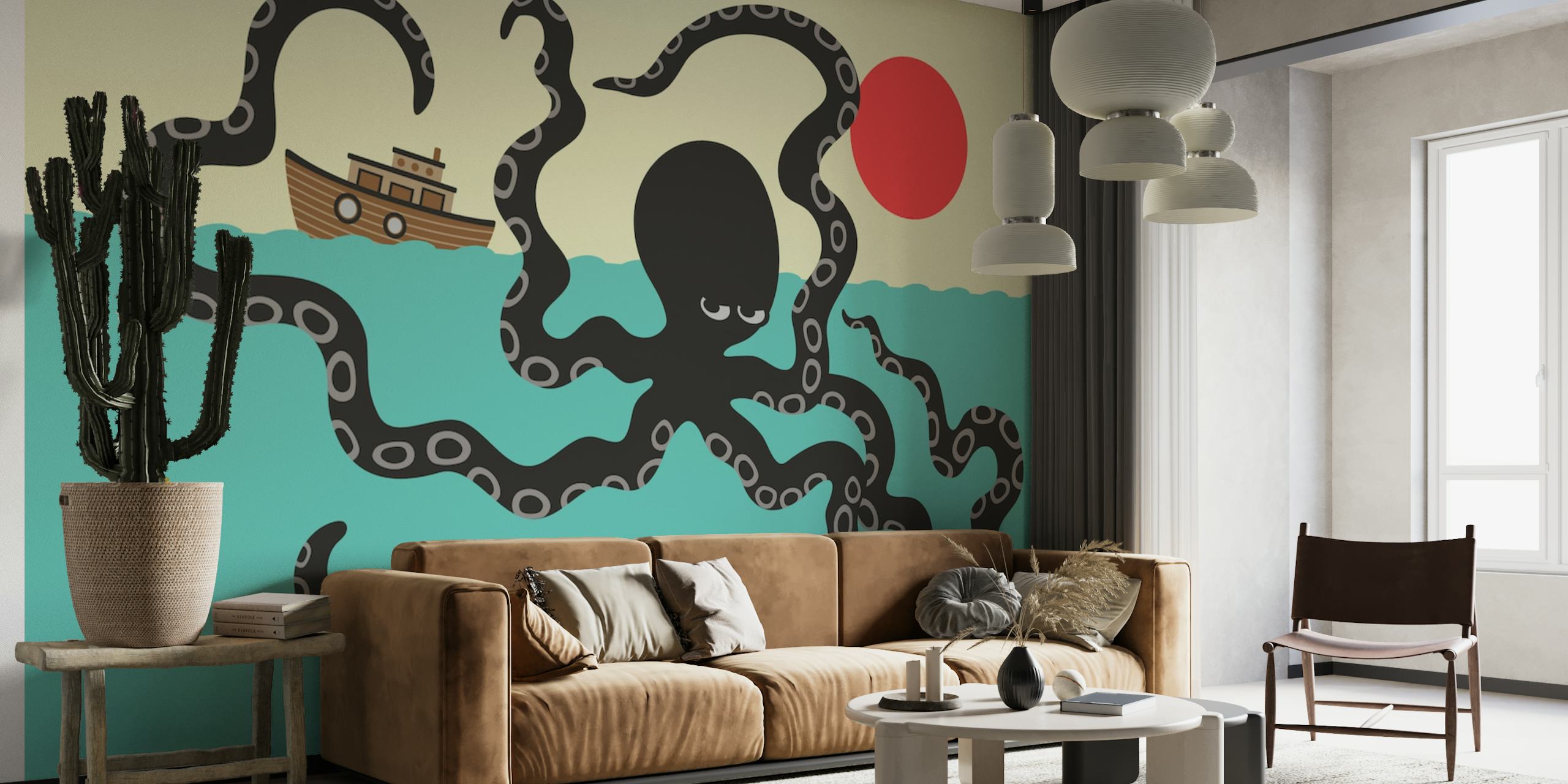 AKKOROKAMUI Japanese Octopus Mythology Mural tapety
