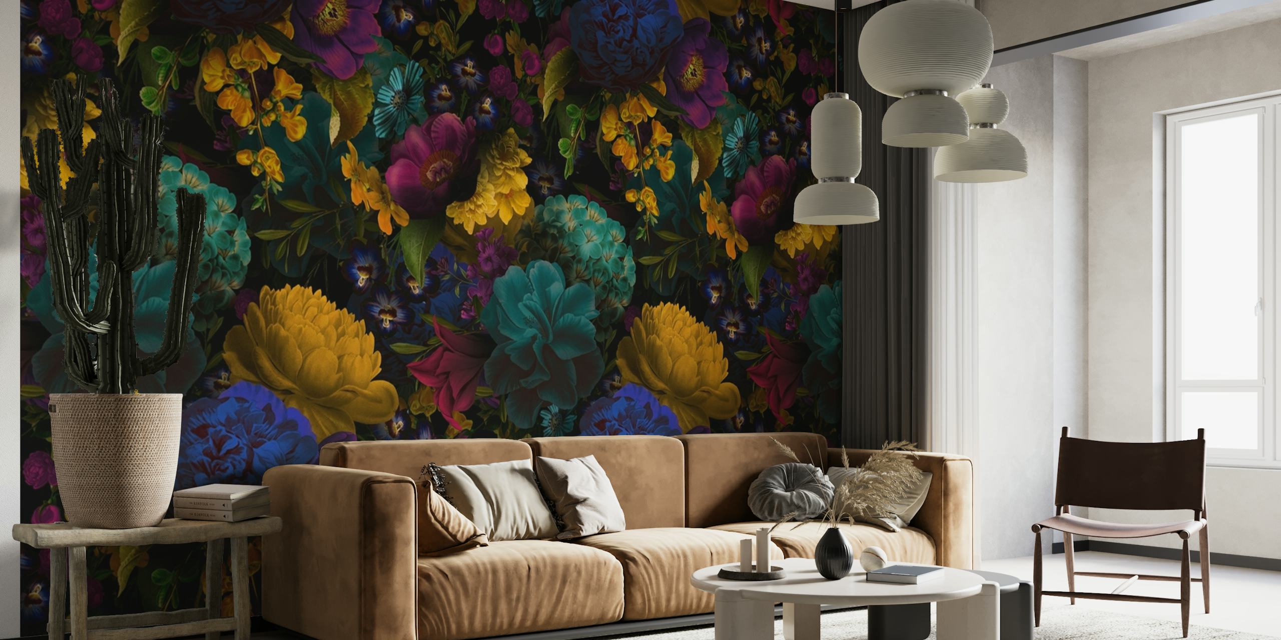 Mysterious Baroque Moody Florals Night wallpaper