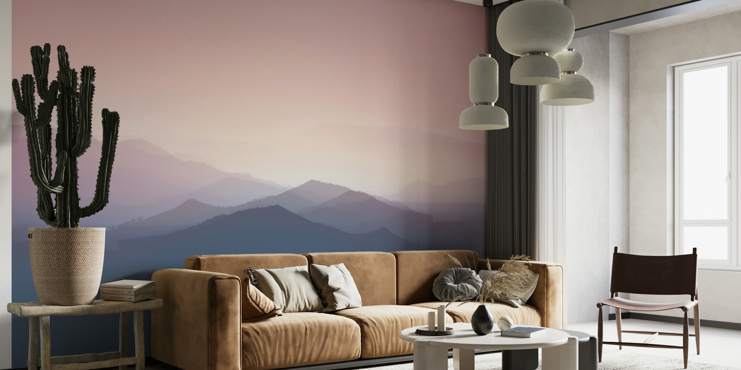 Mountain Landscape in Pink wallpaper