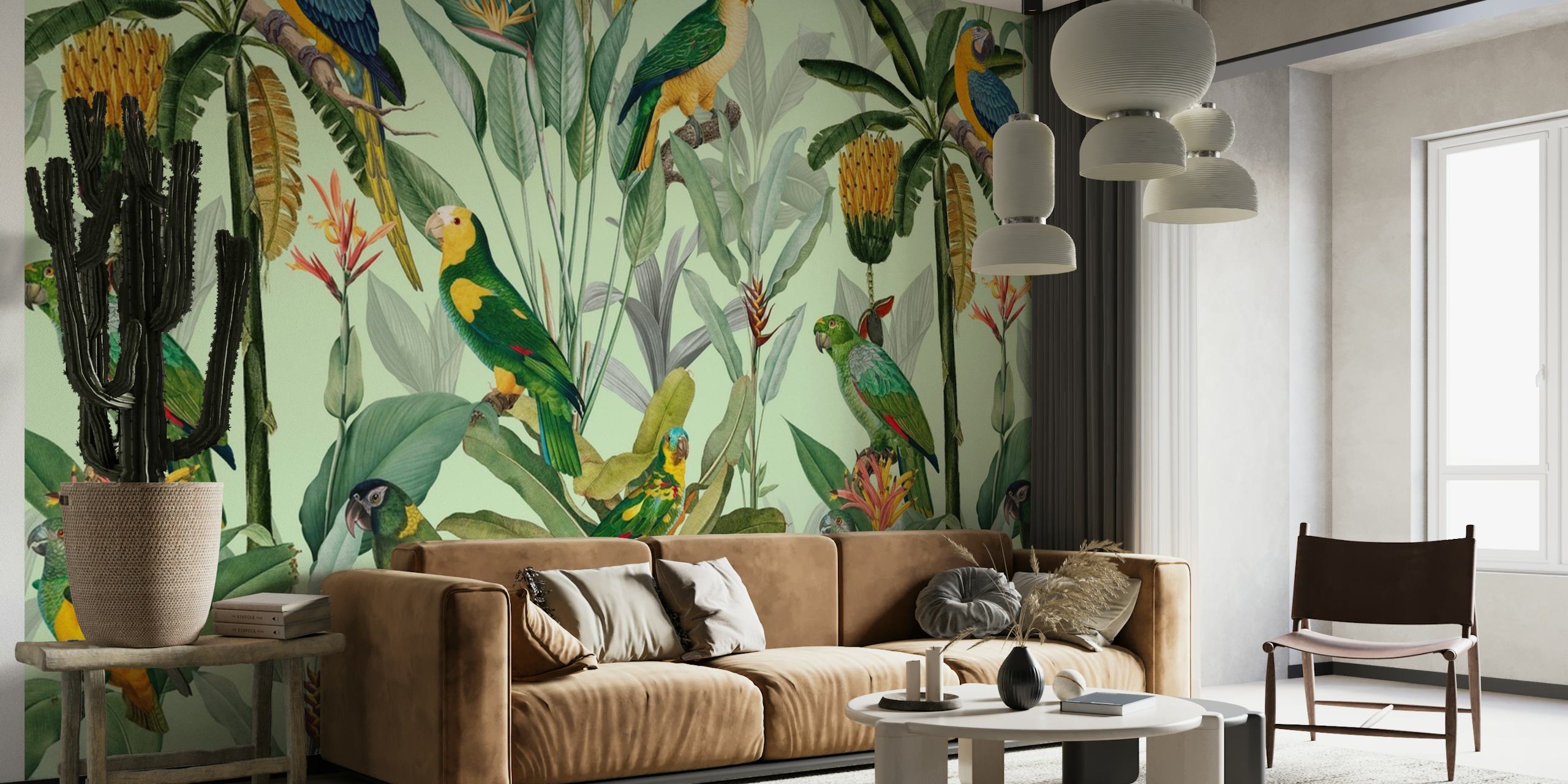 Bananas and Parrots Jungle wallpaper