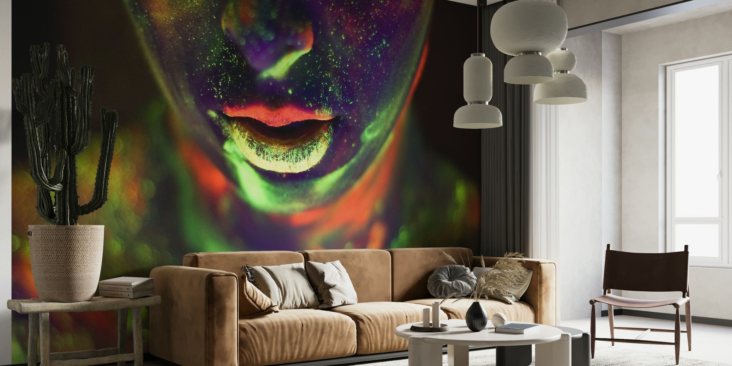 Colorful abstract pattern with glow in the dark elements wallpaper