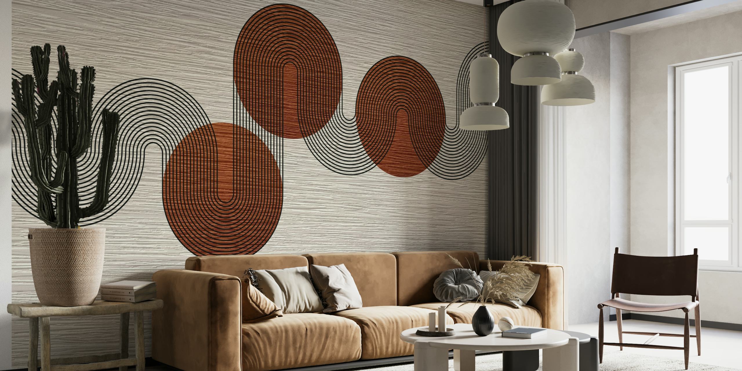 Curvy Copper Bauhaus wallpaper