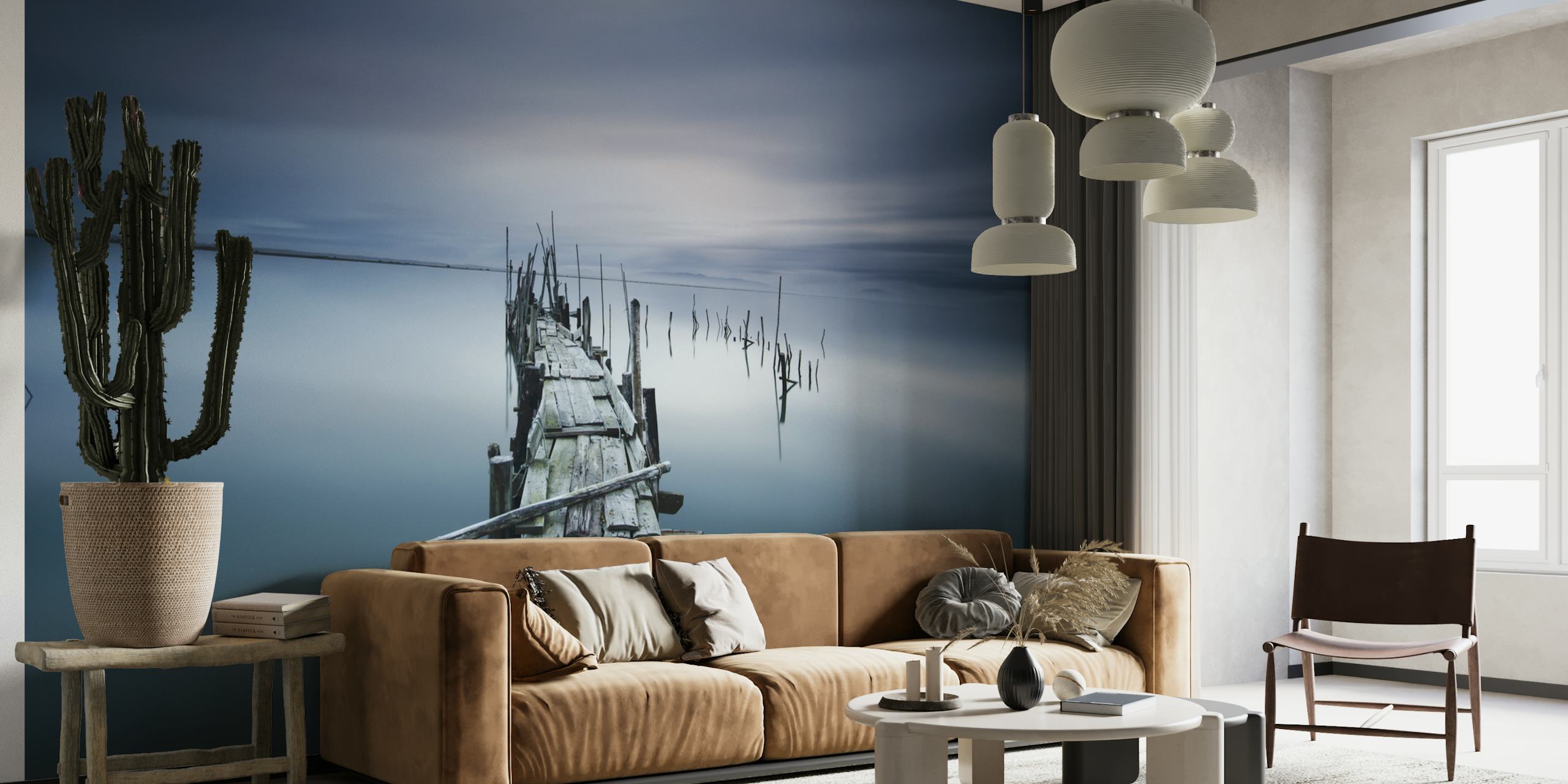 Timeless tapetdesign med stille vandscene