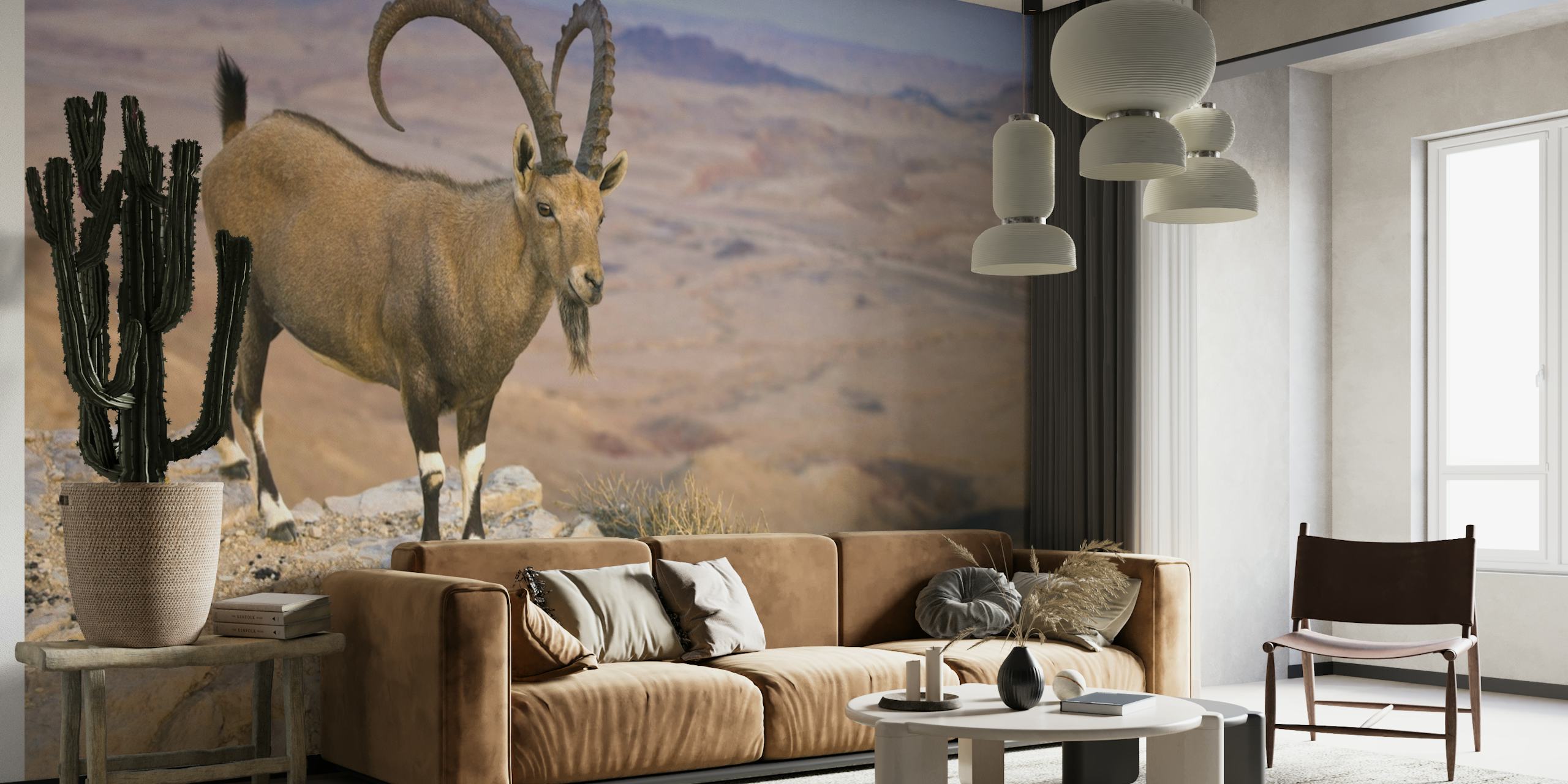 Mountain goat on cliff wall mural