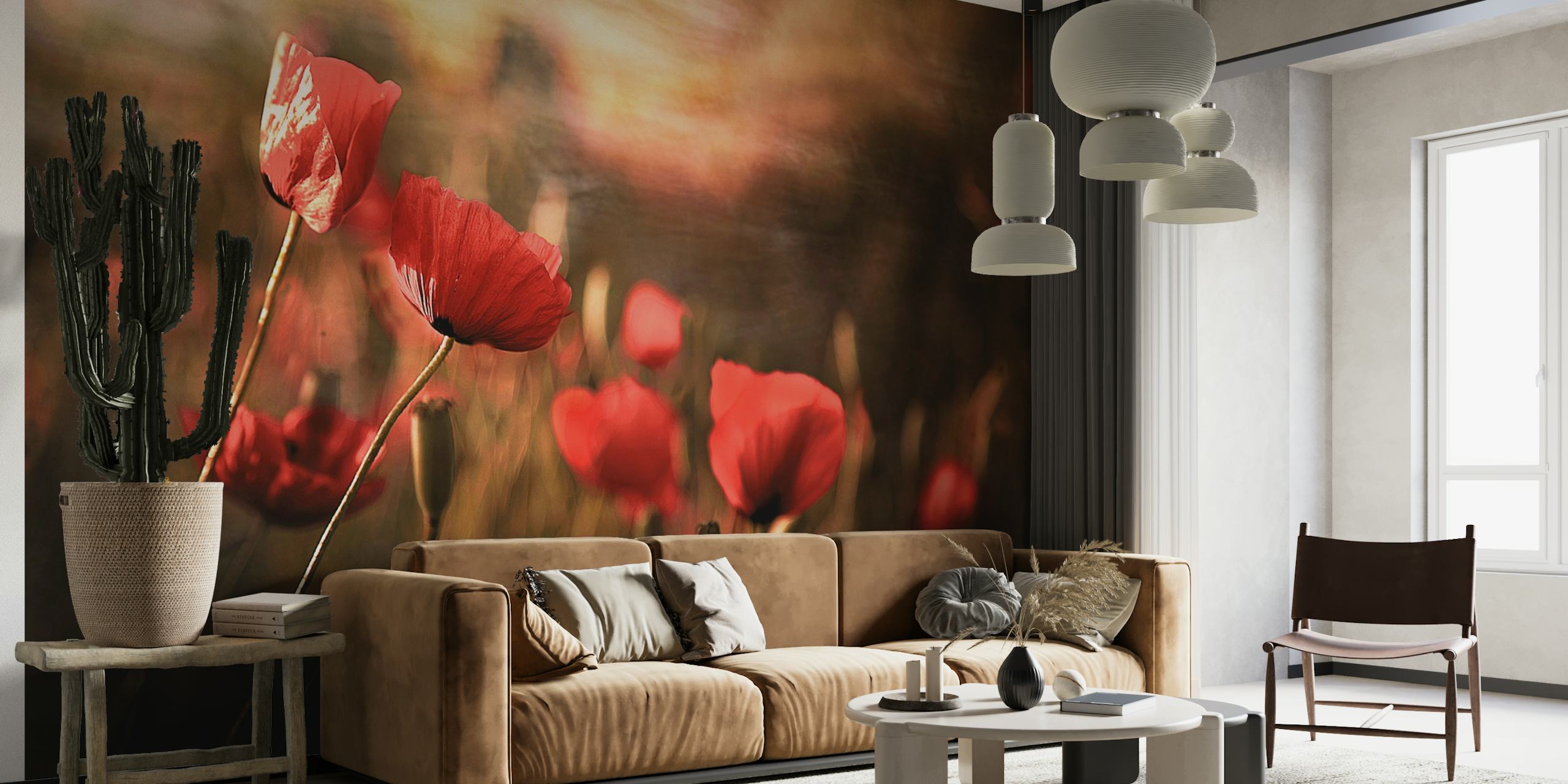 Red flowers in a garden with soft background wallpaper