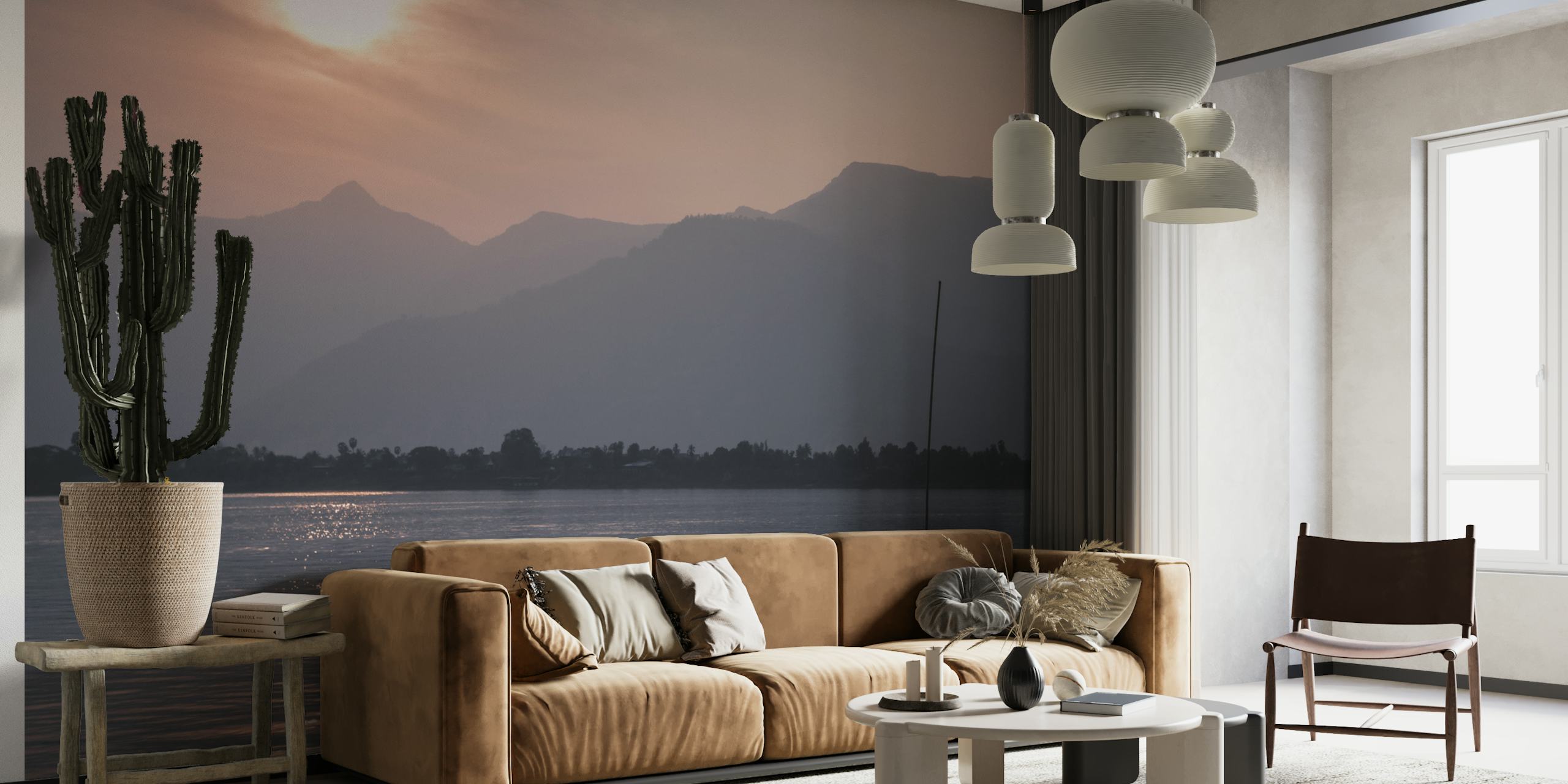 Sunset at Mekong wallpaper in a room