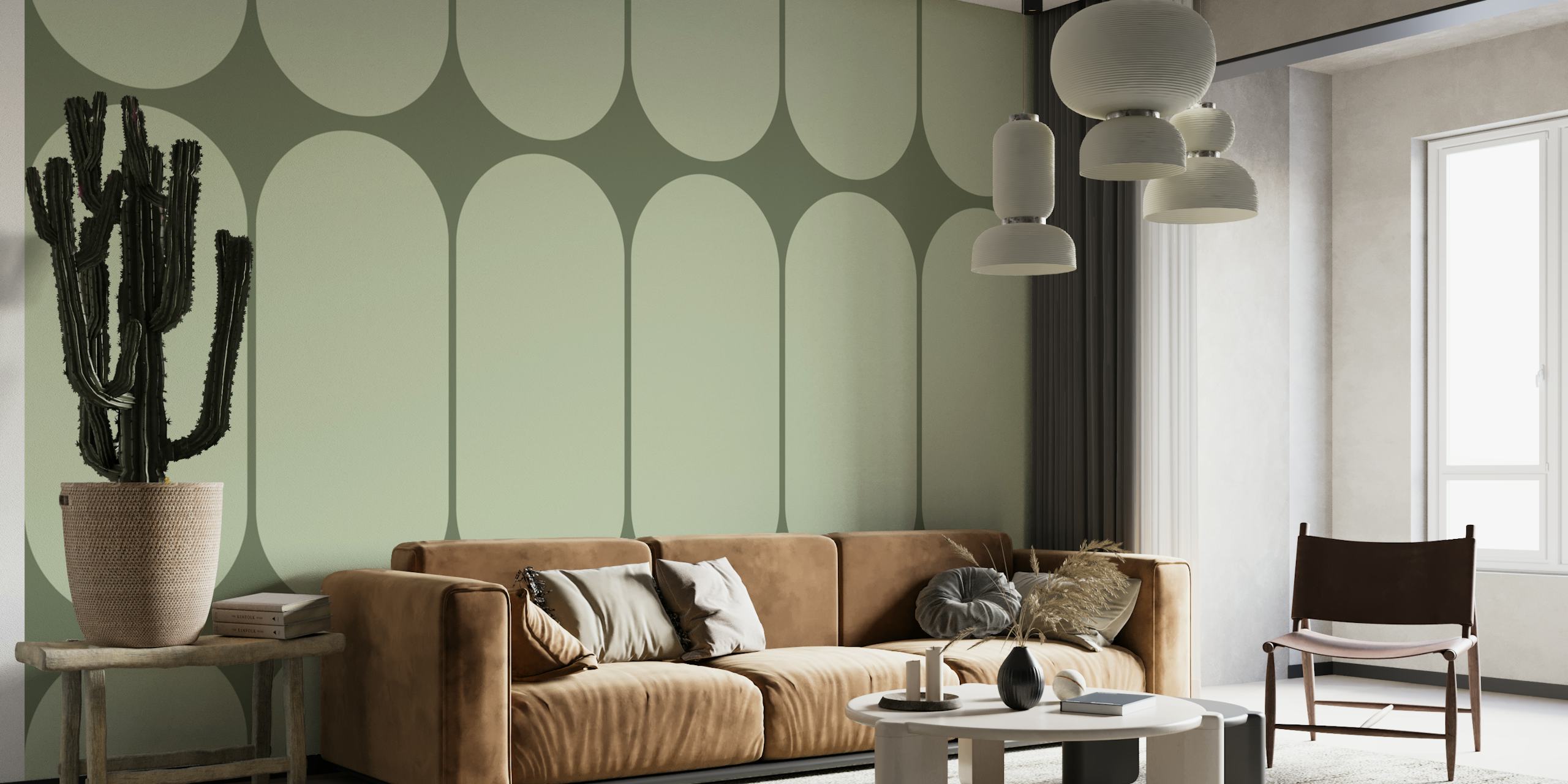 Green geometric shapes patterned wallpaper
